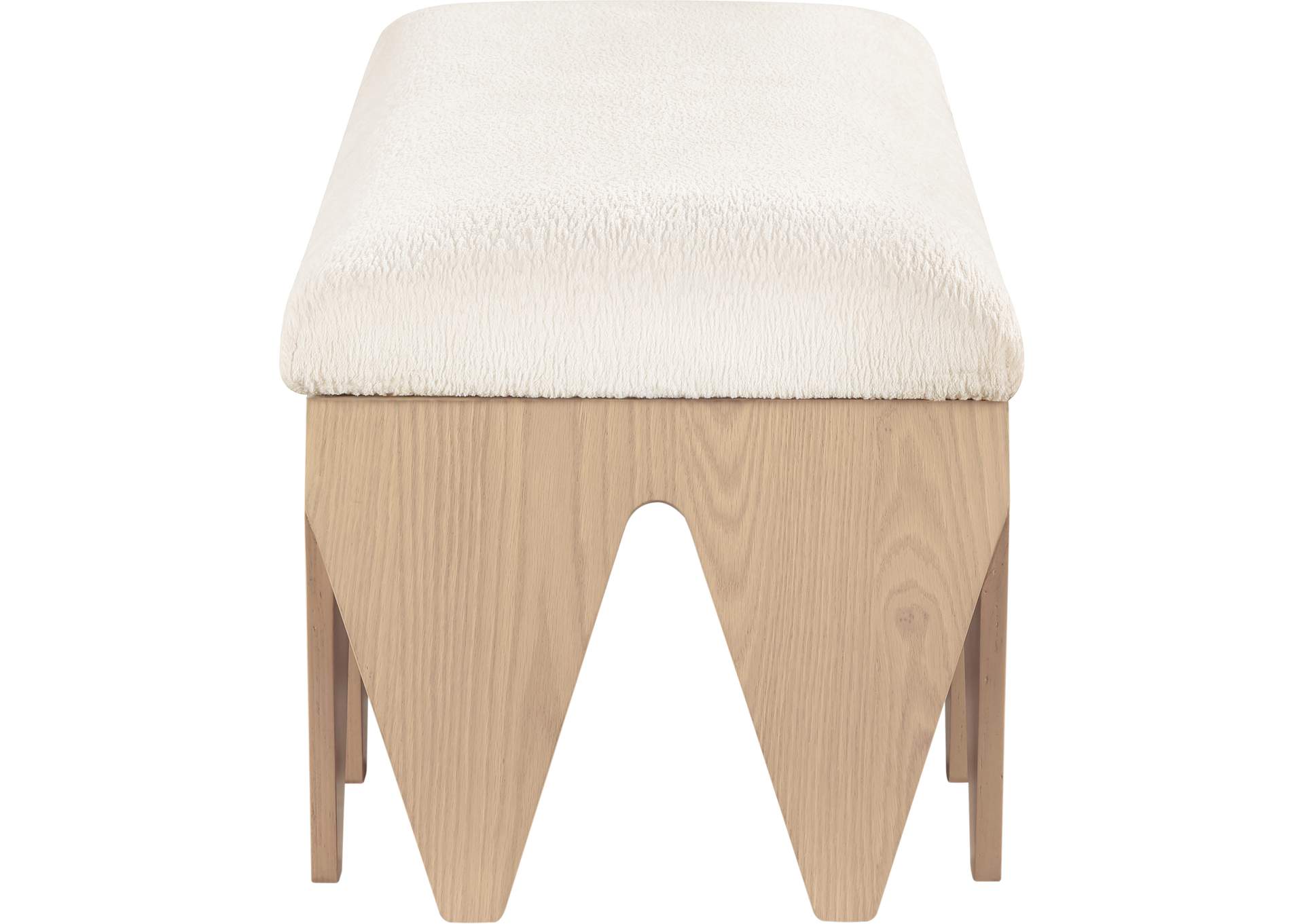 Altair Cream Velour Fur Fabric Bench