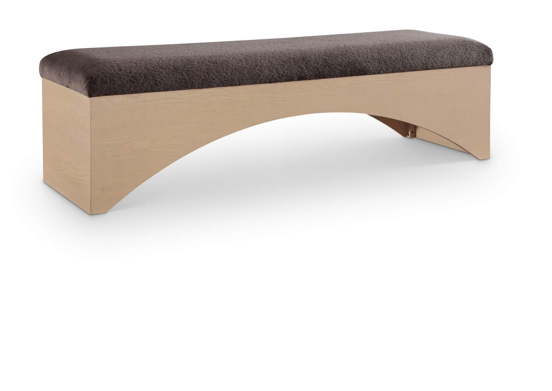 Lawson Brown Velour Fur Fabric Bench image 1