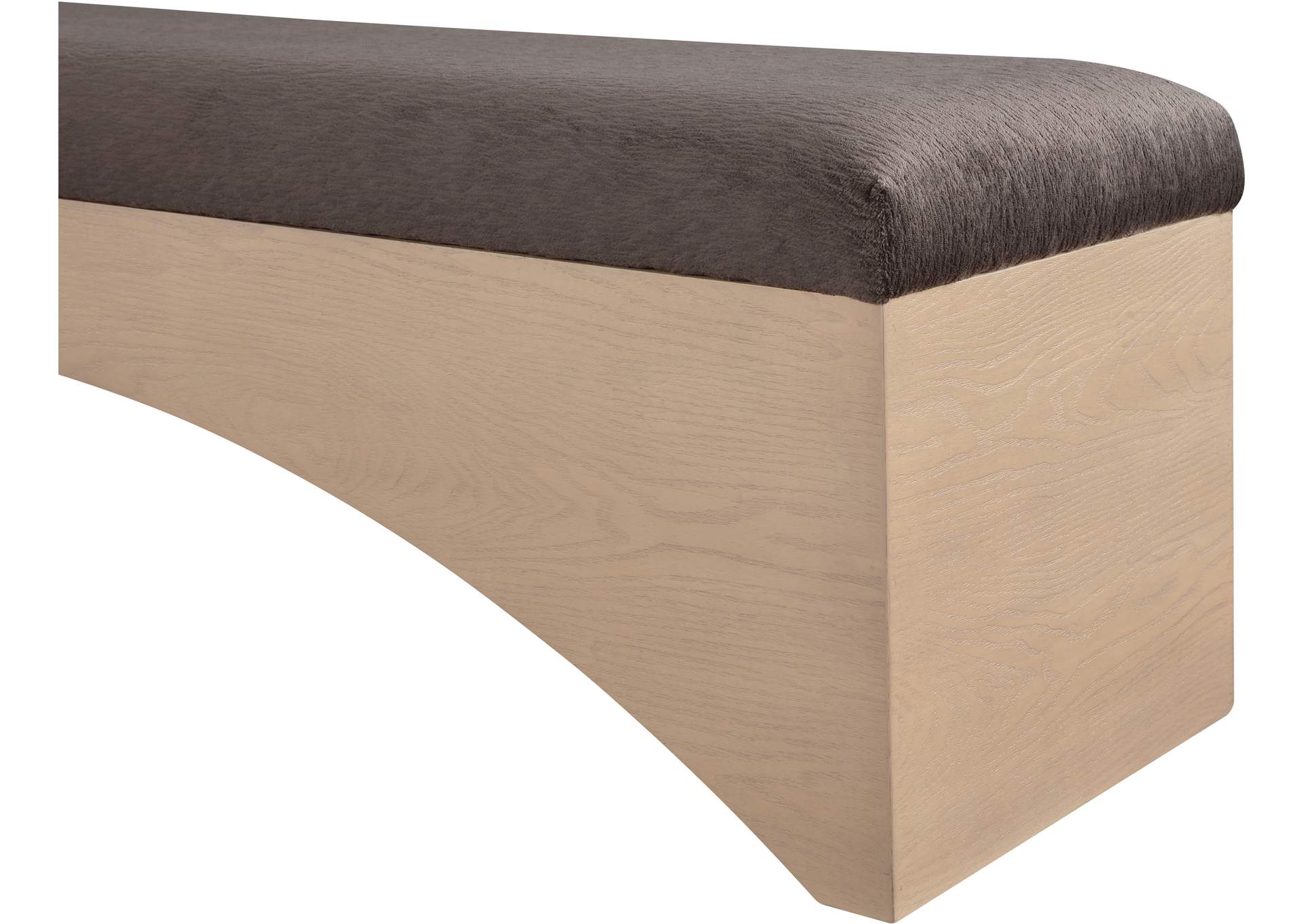 Lawson Brown Velour Fur Fabric Bench image 6