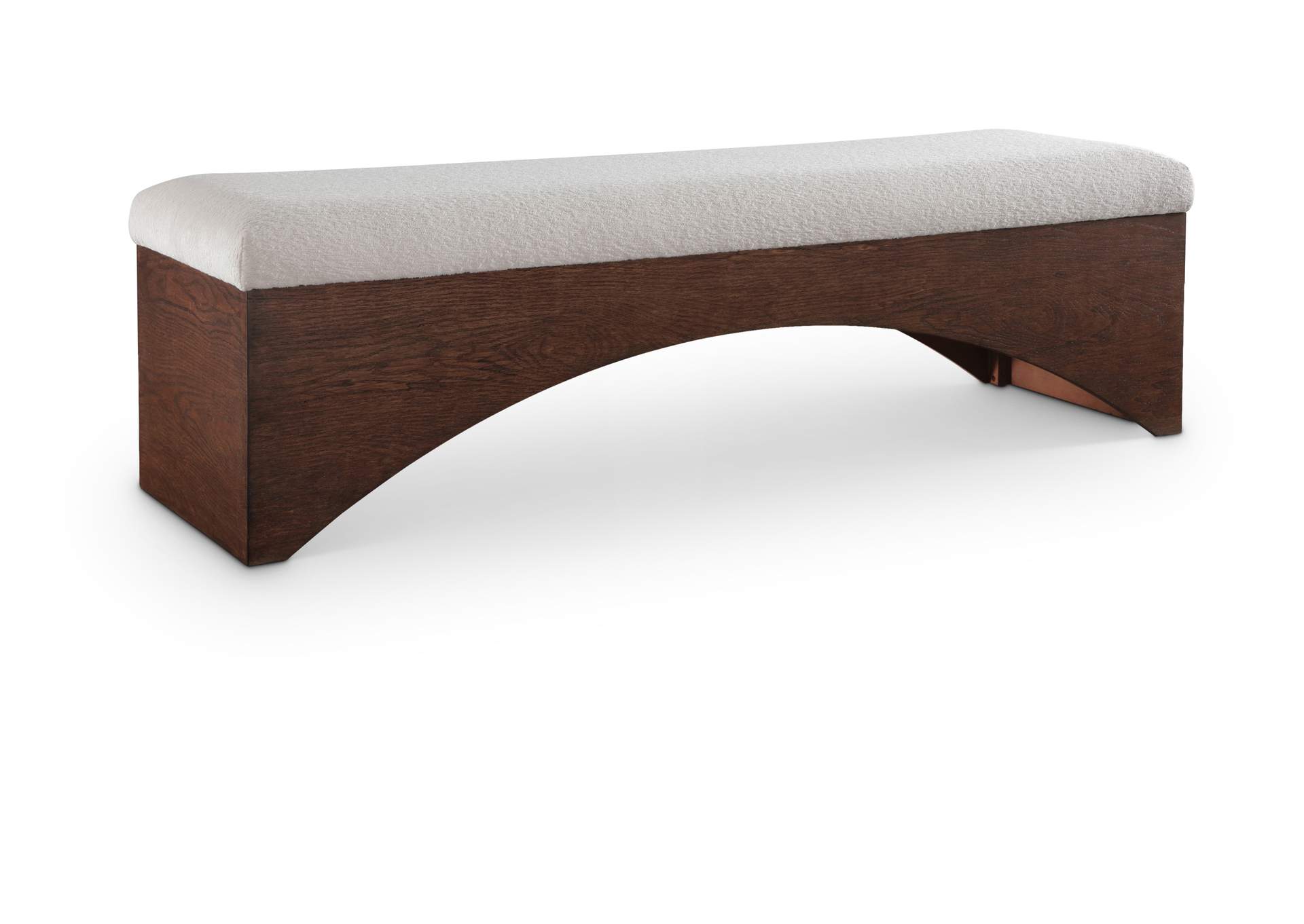 Lawson Beige Velour Fur Fabric Bench