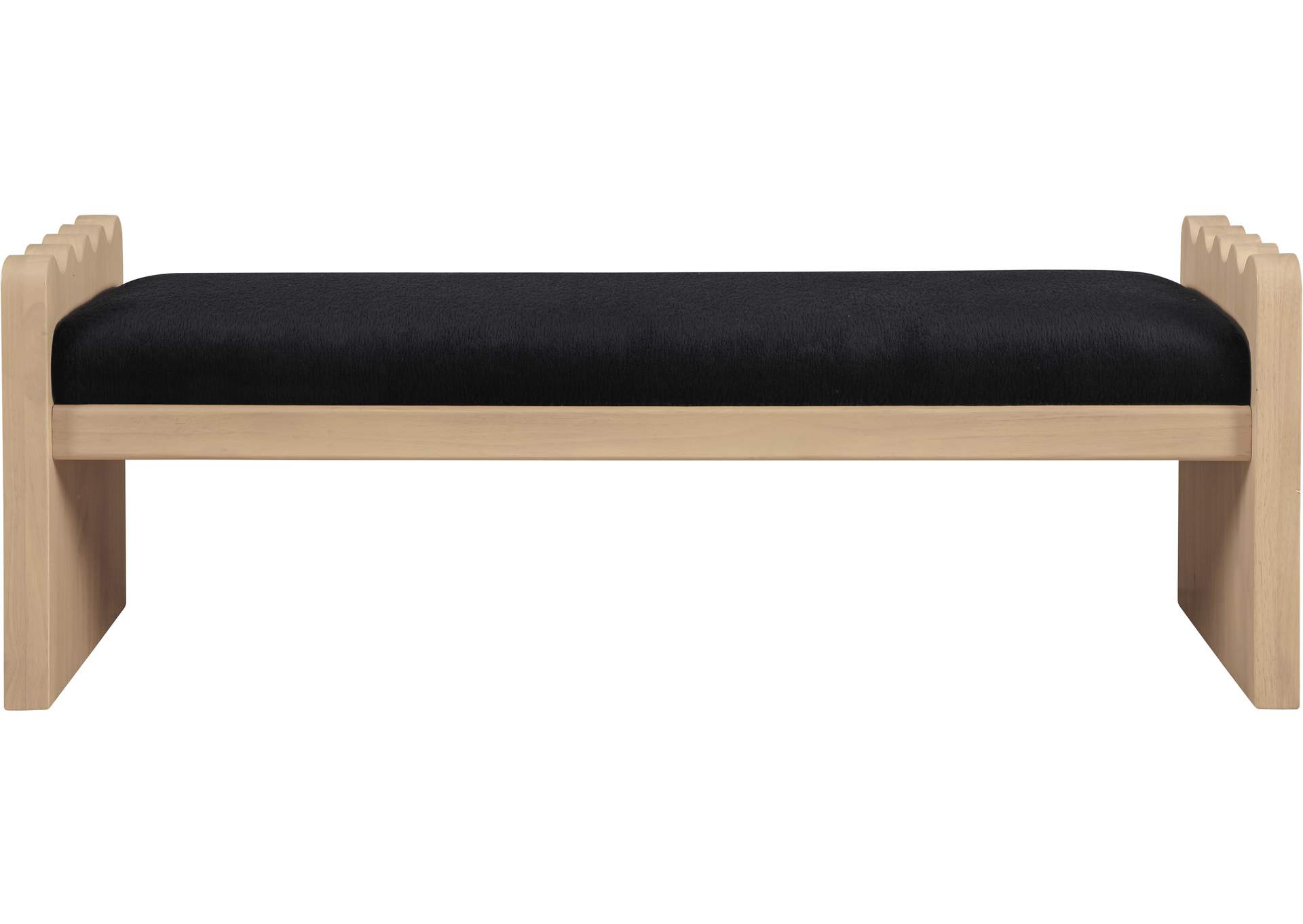 Sonia Black Velour Fur Fabric Bench