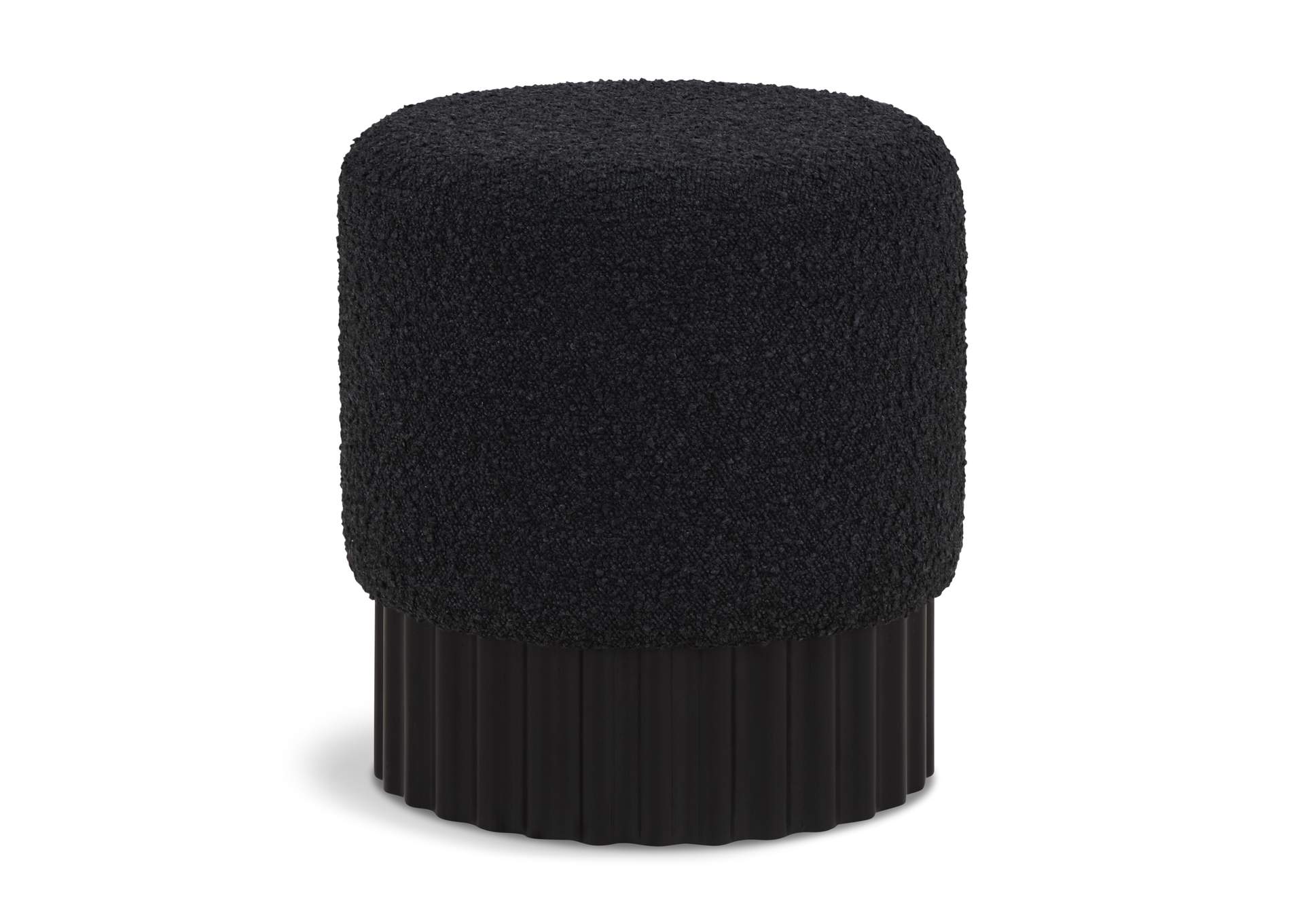 Veranda Black Boucle Fabric Ottoman - Stool