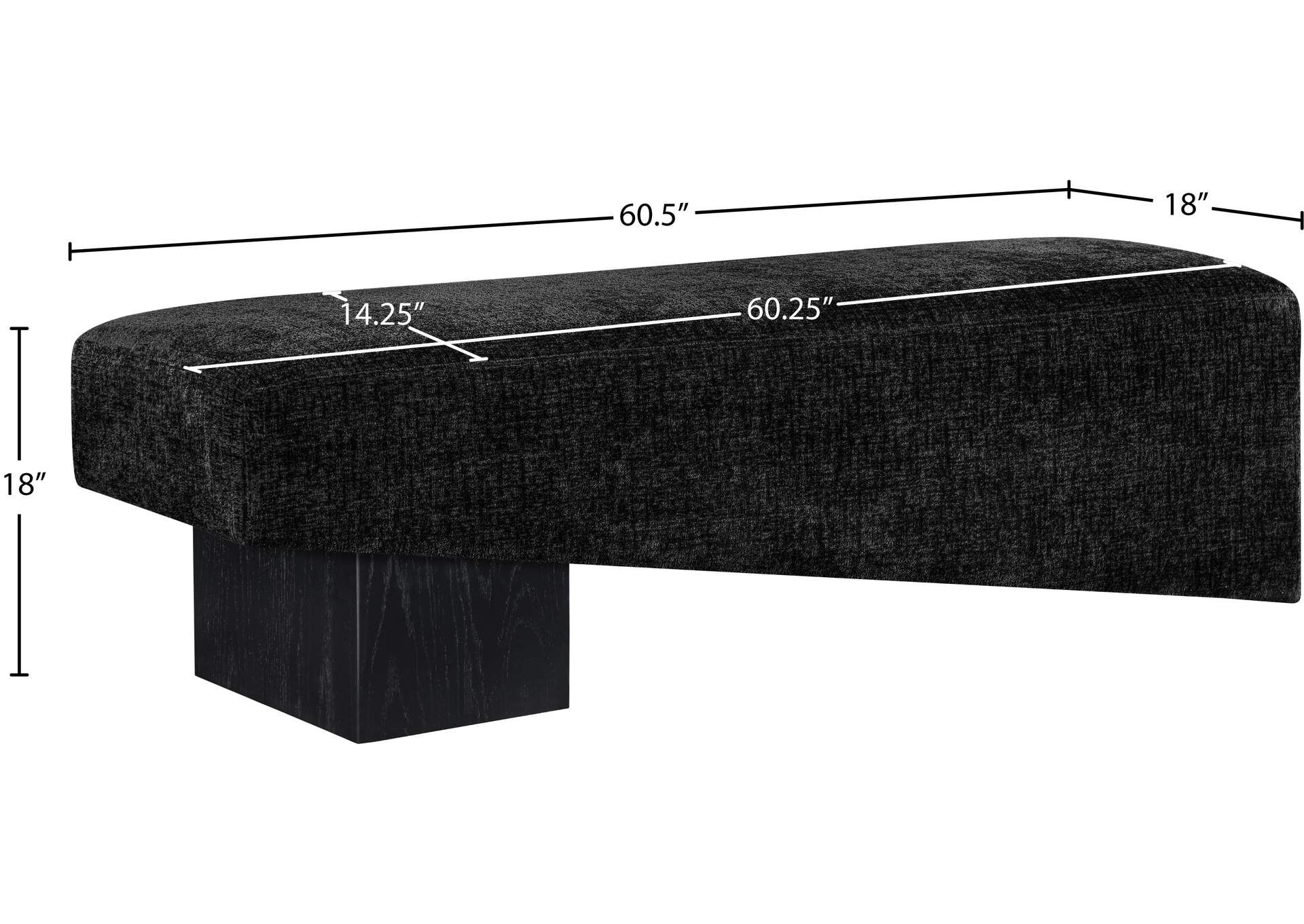 Alora Black Fabric Bench image 9