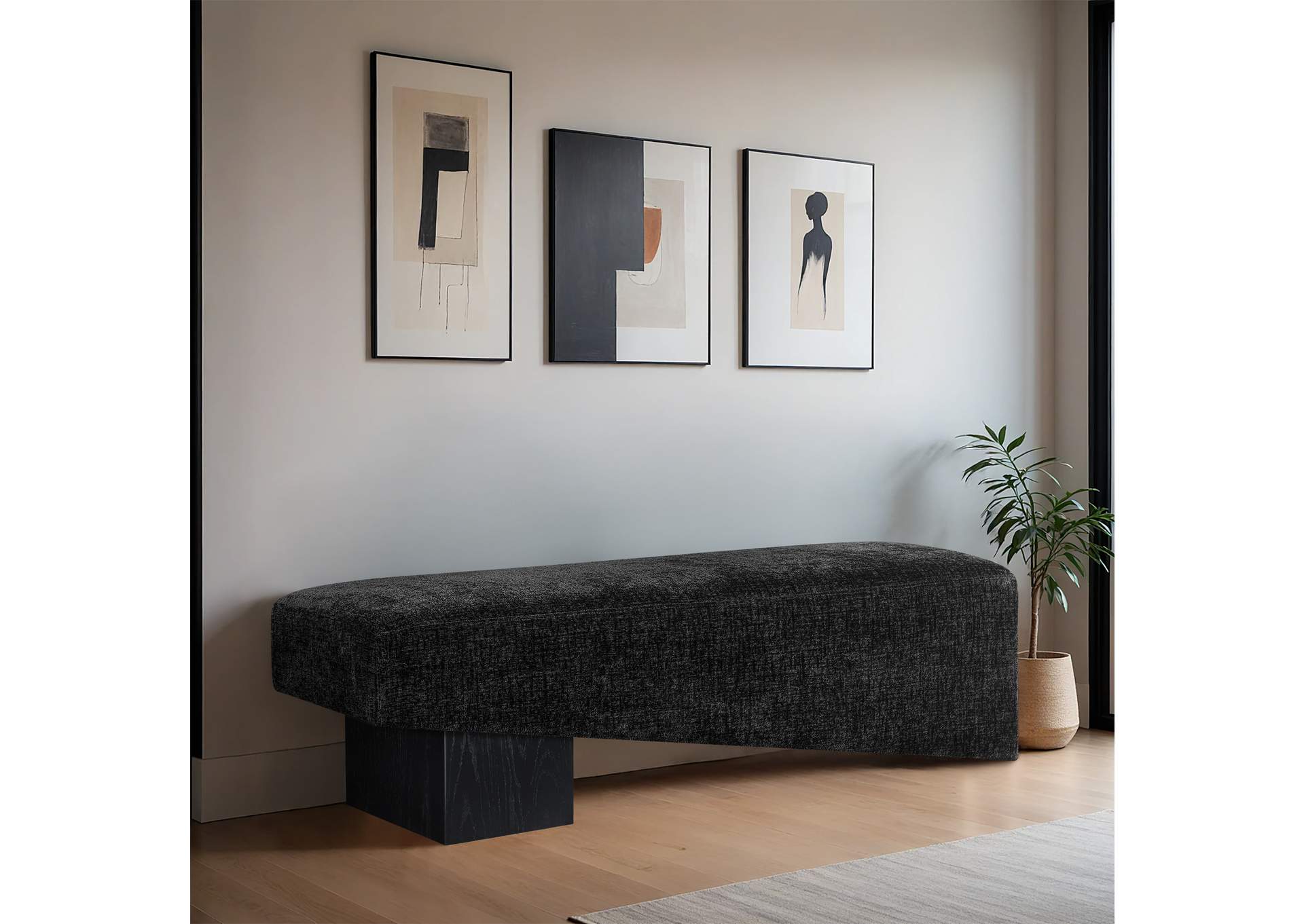Alora Black Fabric Bench image 3