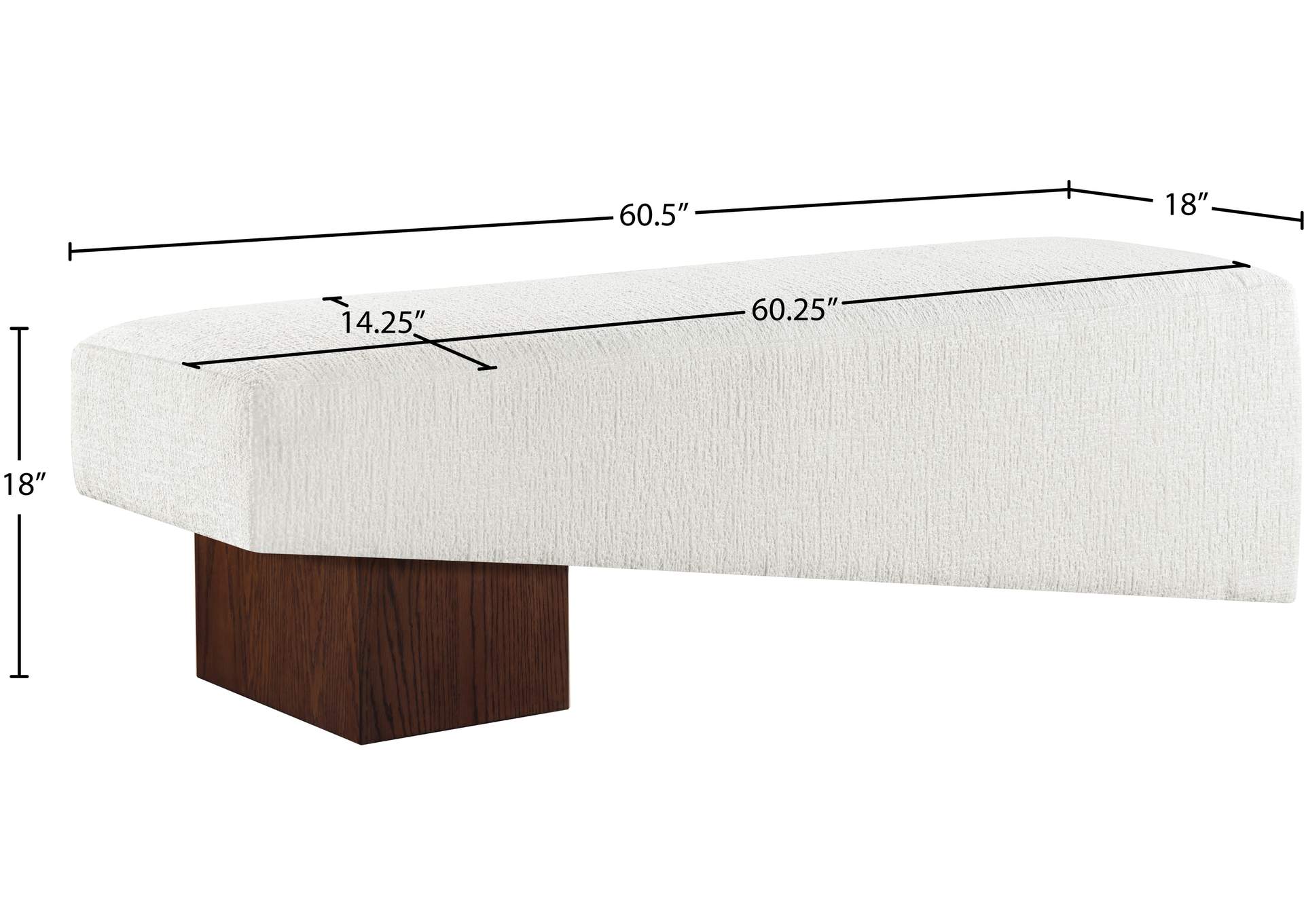 Alora Cream Fabric Bench image 9