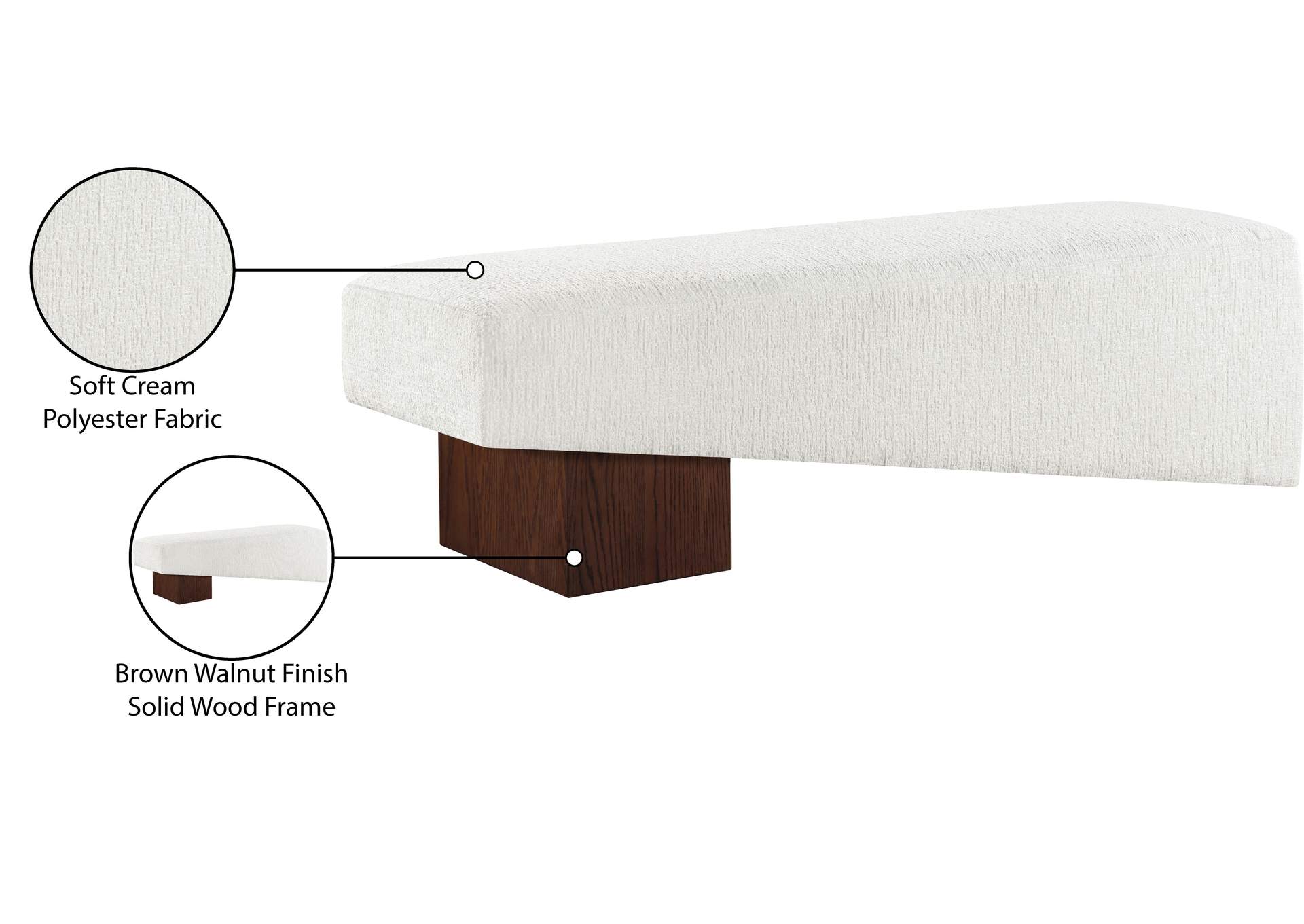 Alora Cream Fabric Bench image 10