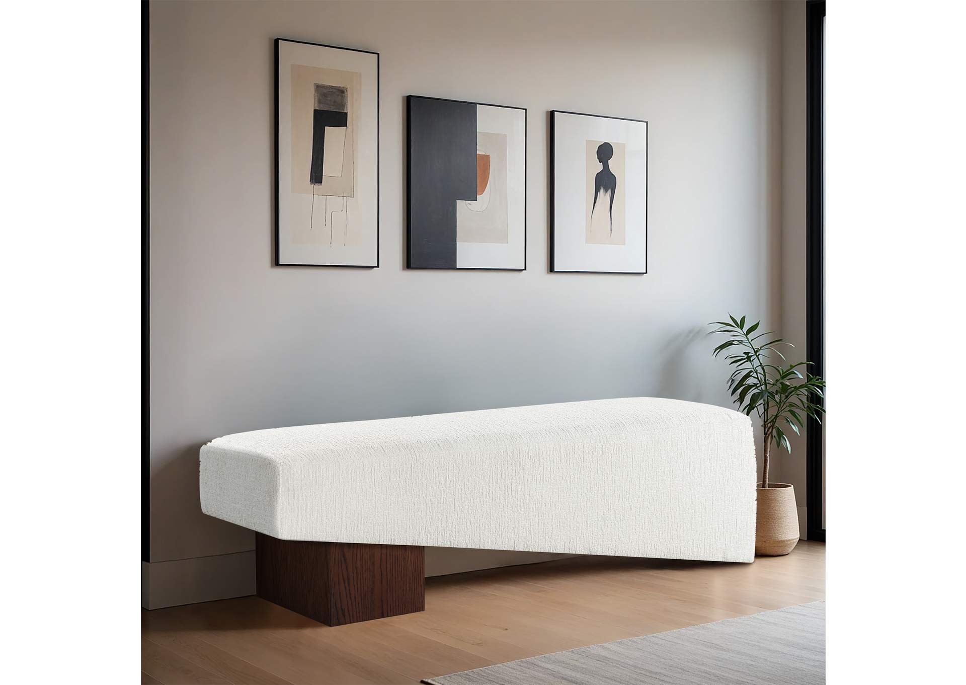 Alora Cream Fabric Bench image 3