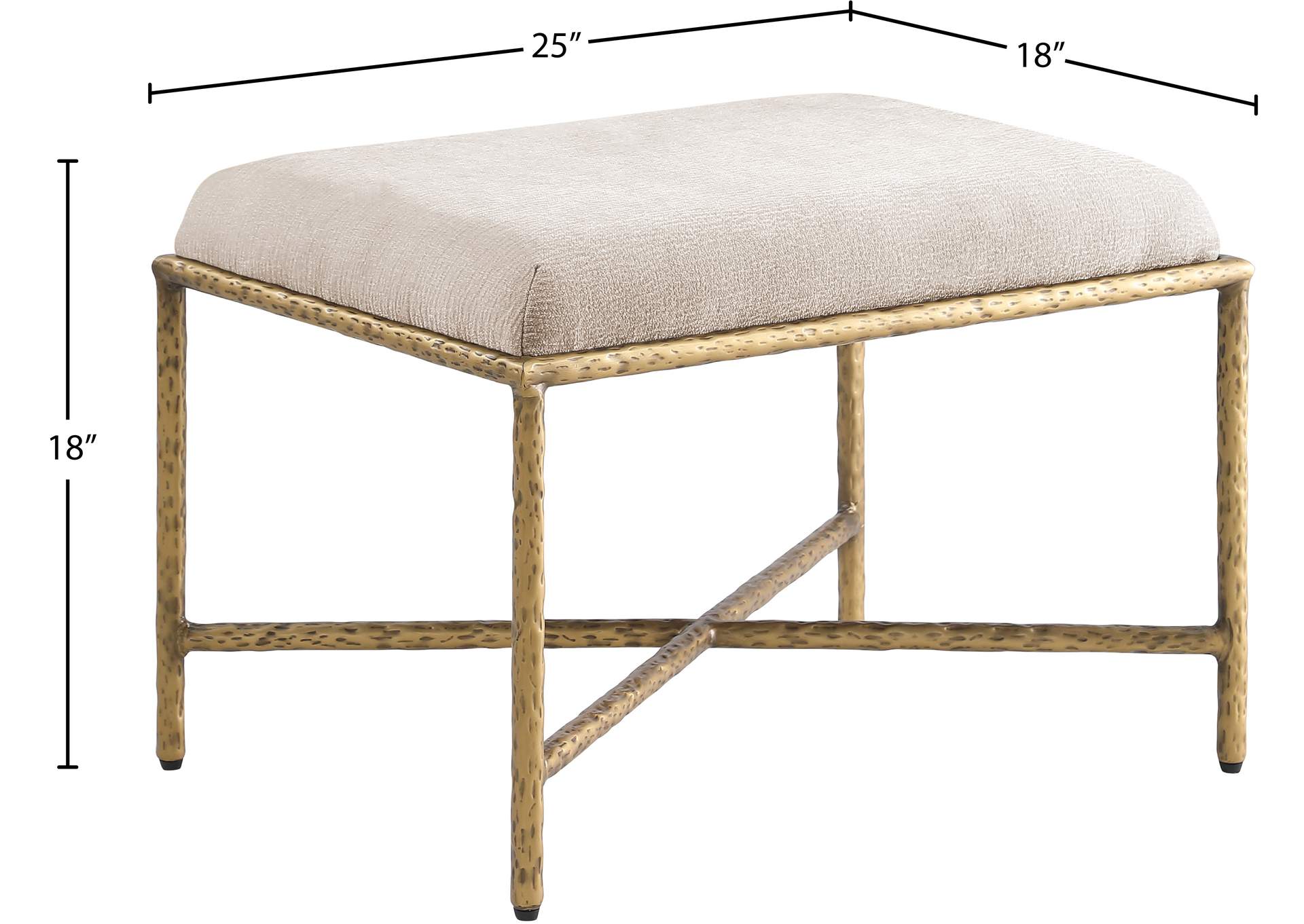 Valley Beige Chenille Fabric Bench