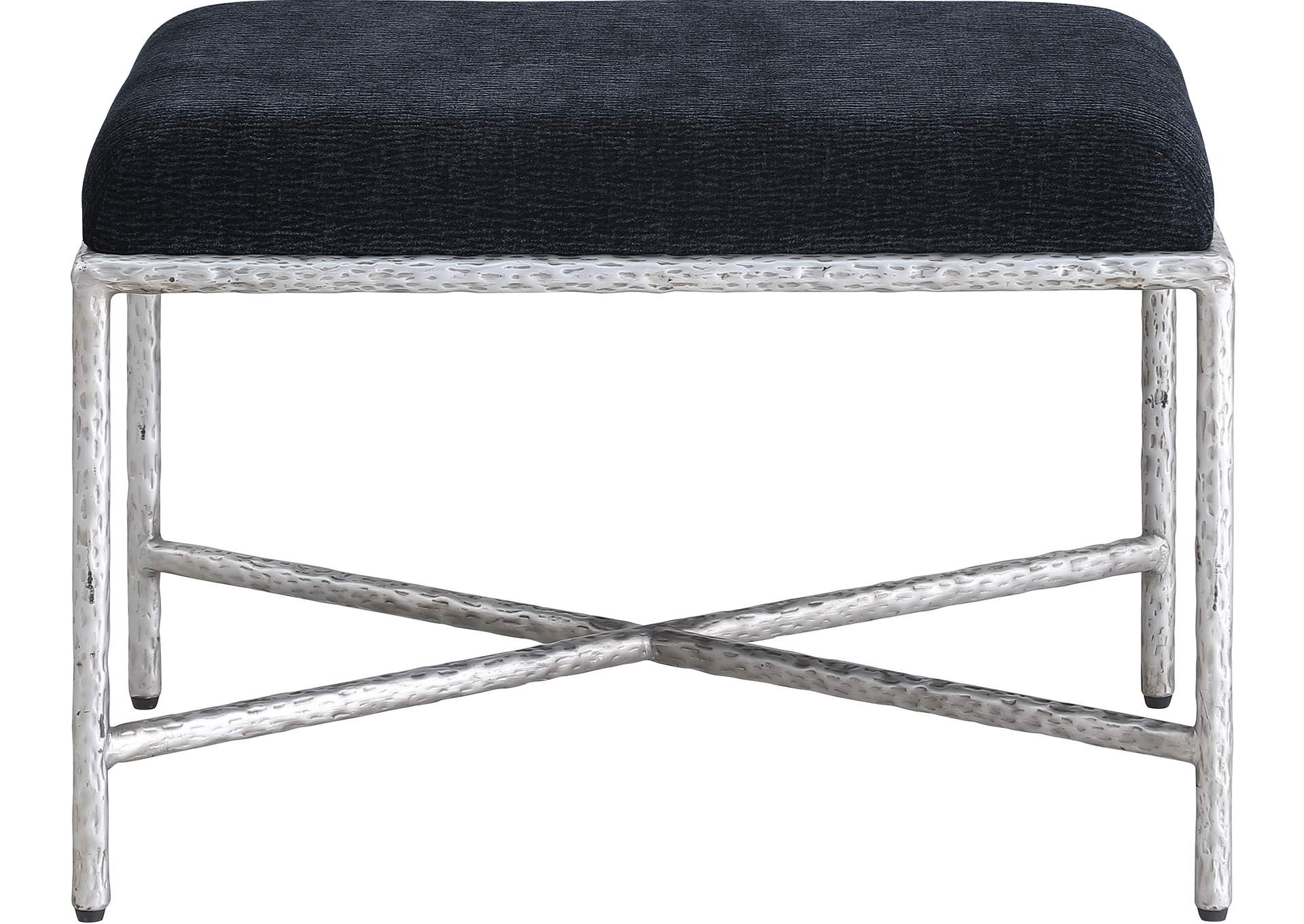 Valley Black Chenille Fabric Bench