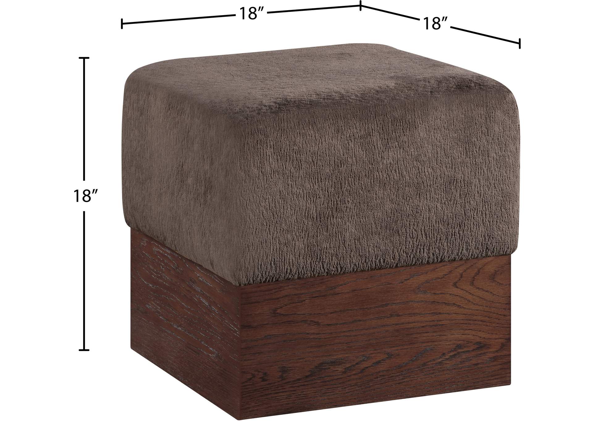 Havre Brown Velour Fur Fabric Ottoman - Stool image 7