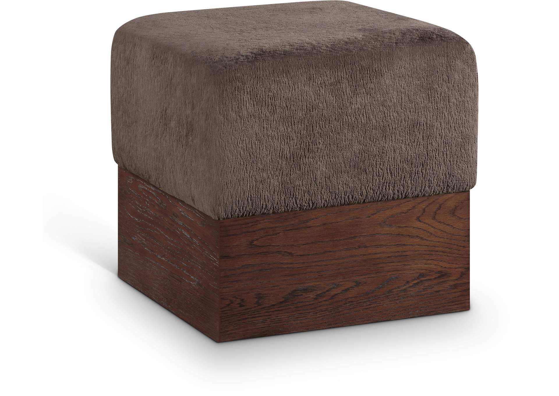 Havre Brown Velour Fur Fabric Ottoman - Stool image 1