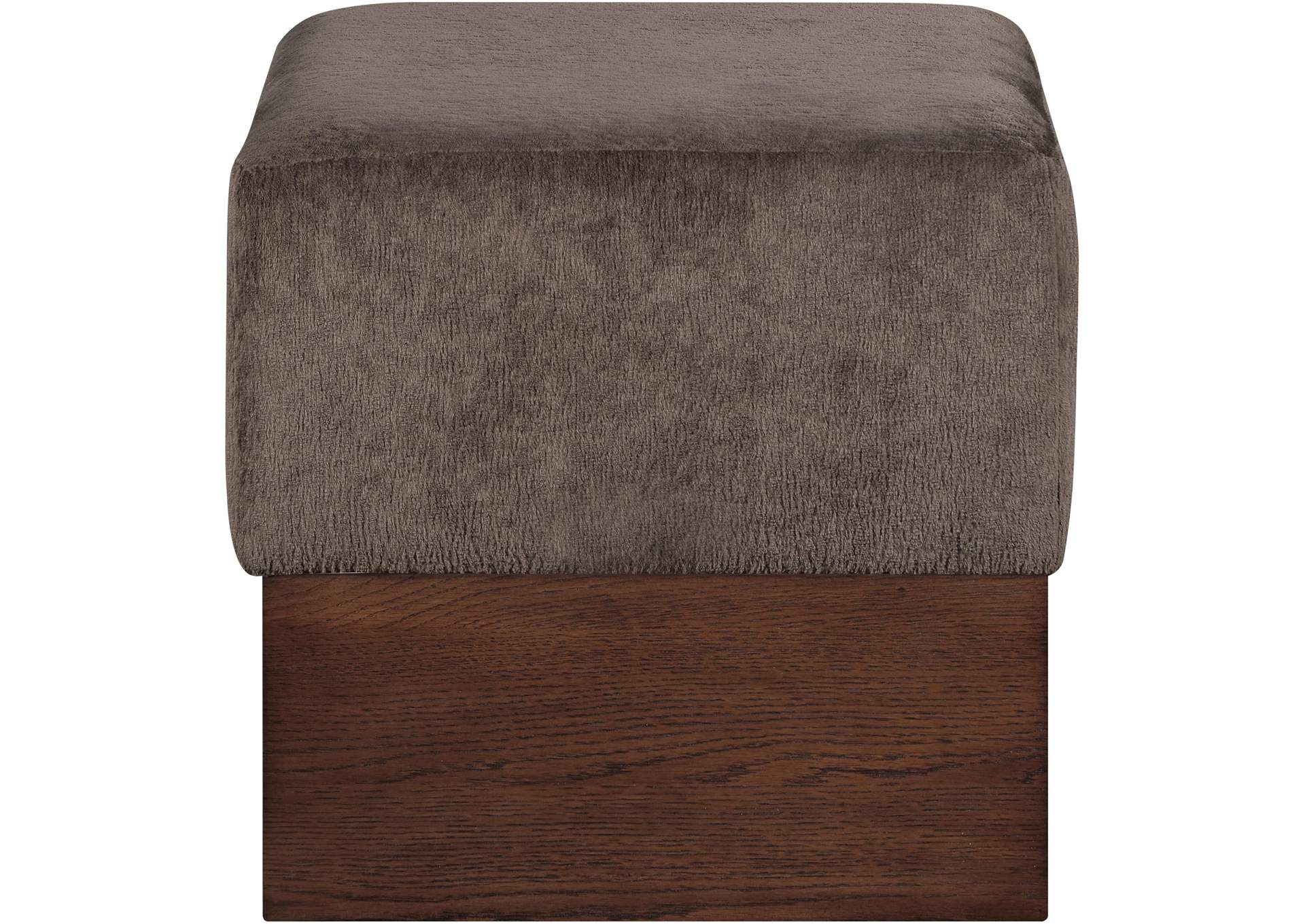 Havre Brown Velour Fur Fabric Ottoman - Stool image 4
