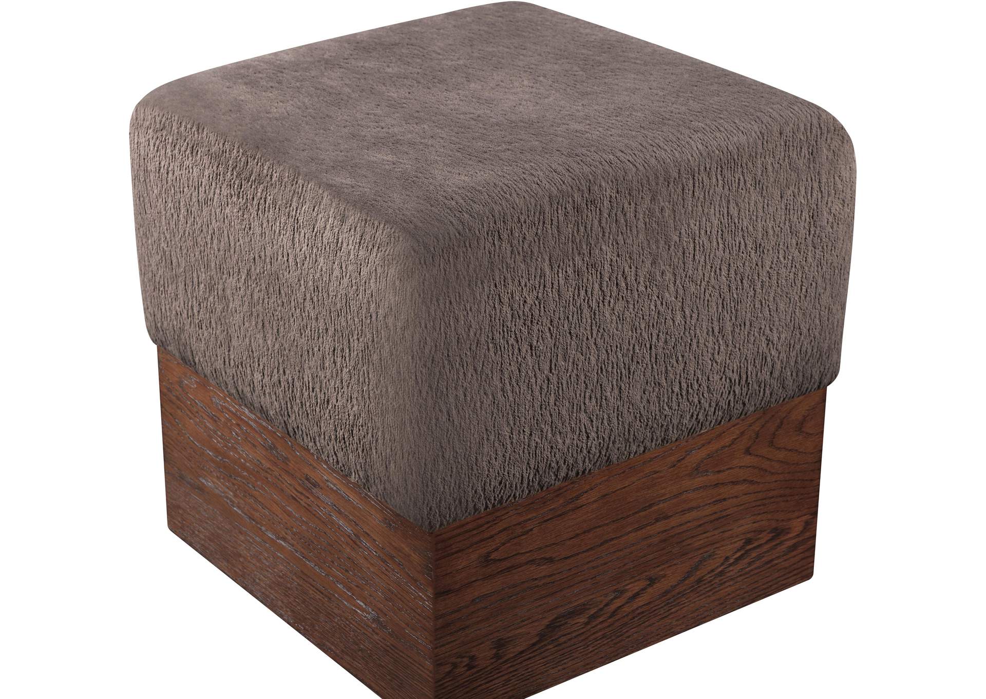 Havre Brown Velour Fur Fabric Ottoman - Stool image 5