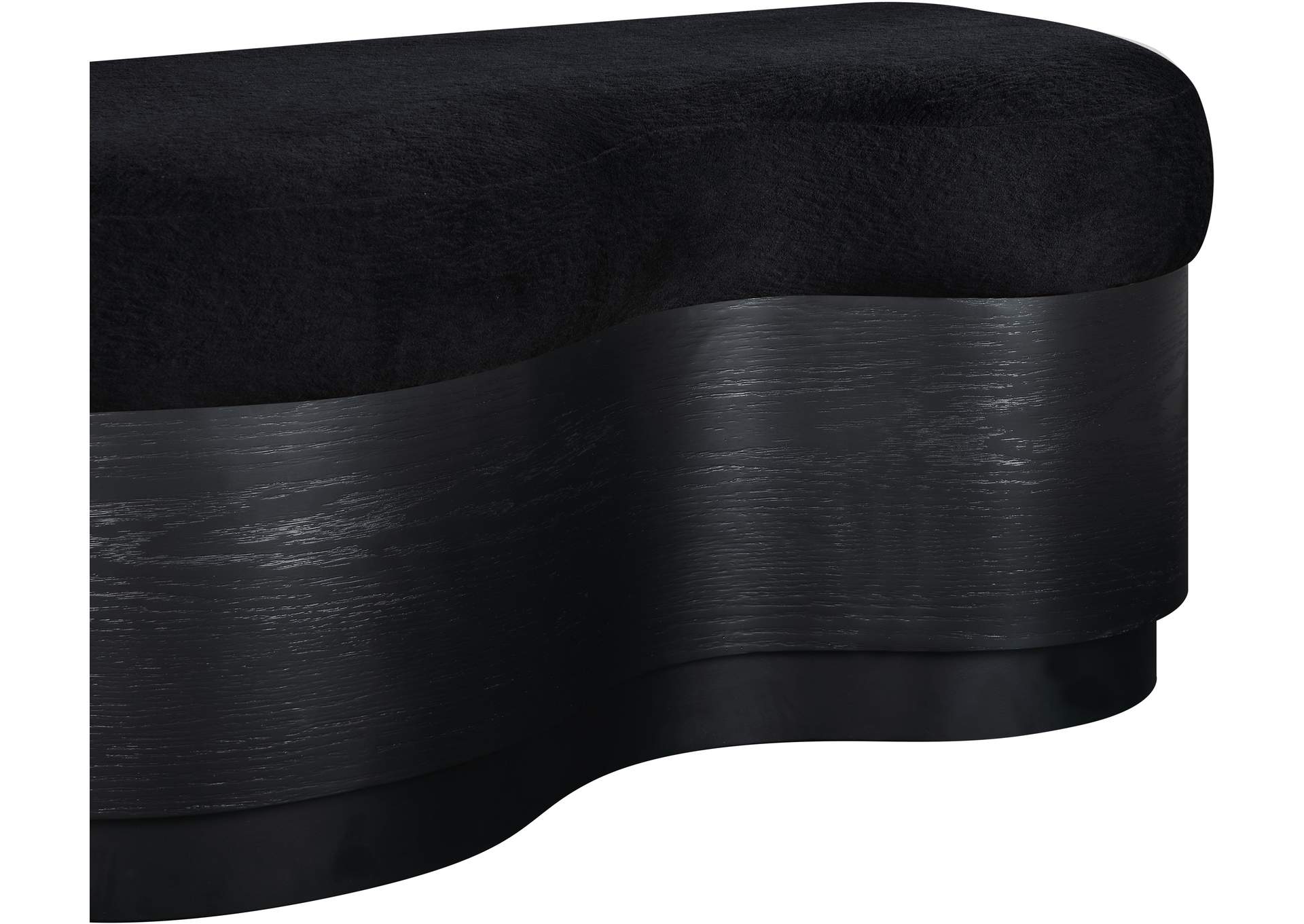 Savoy Black Velour Fur Fabric Bench