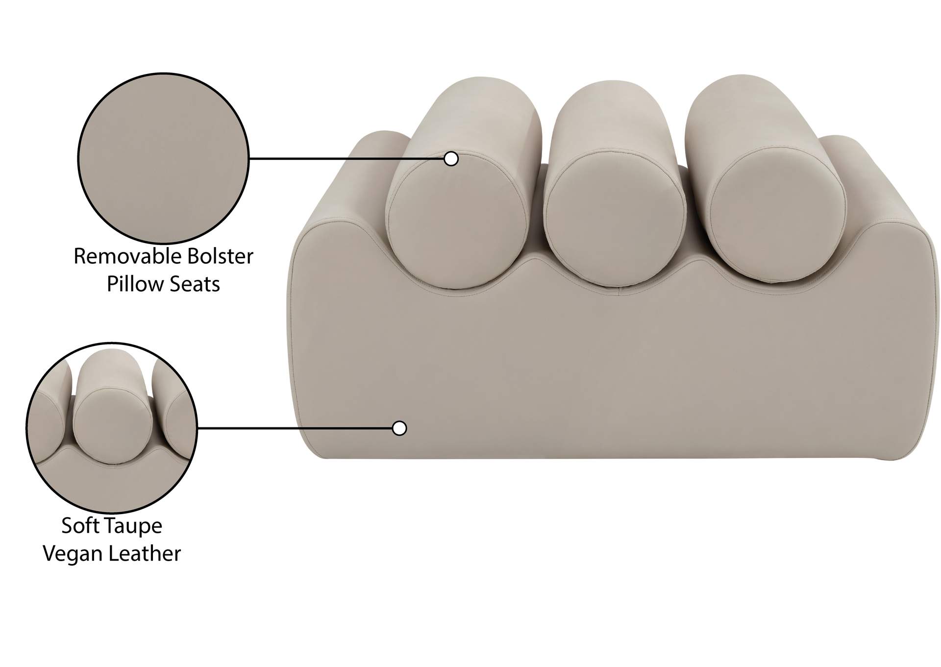 Rumble Taupe Vegan Leather Bench