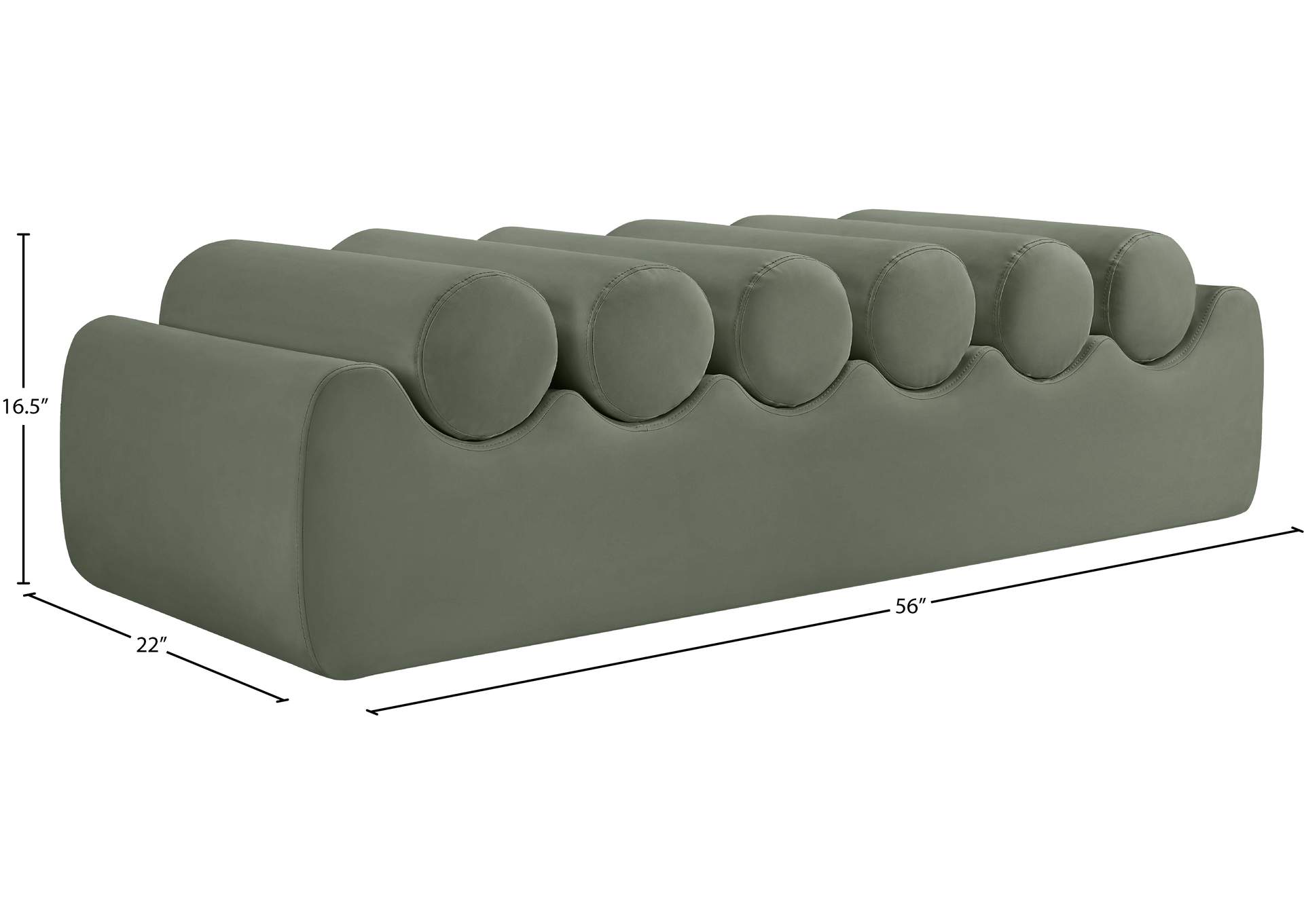 Rumble Green Vegan Leather Bench