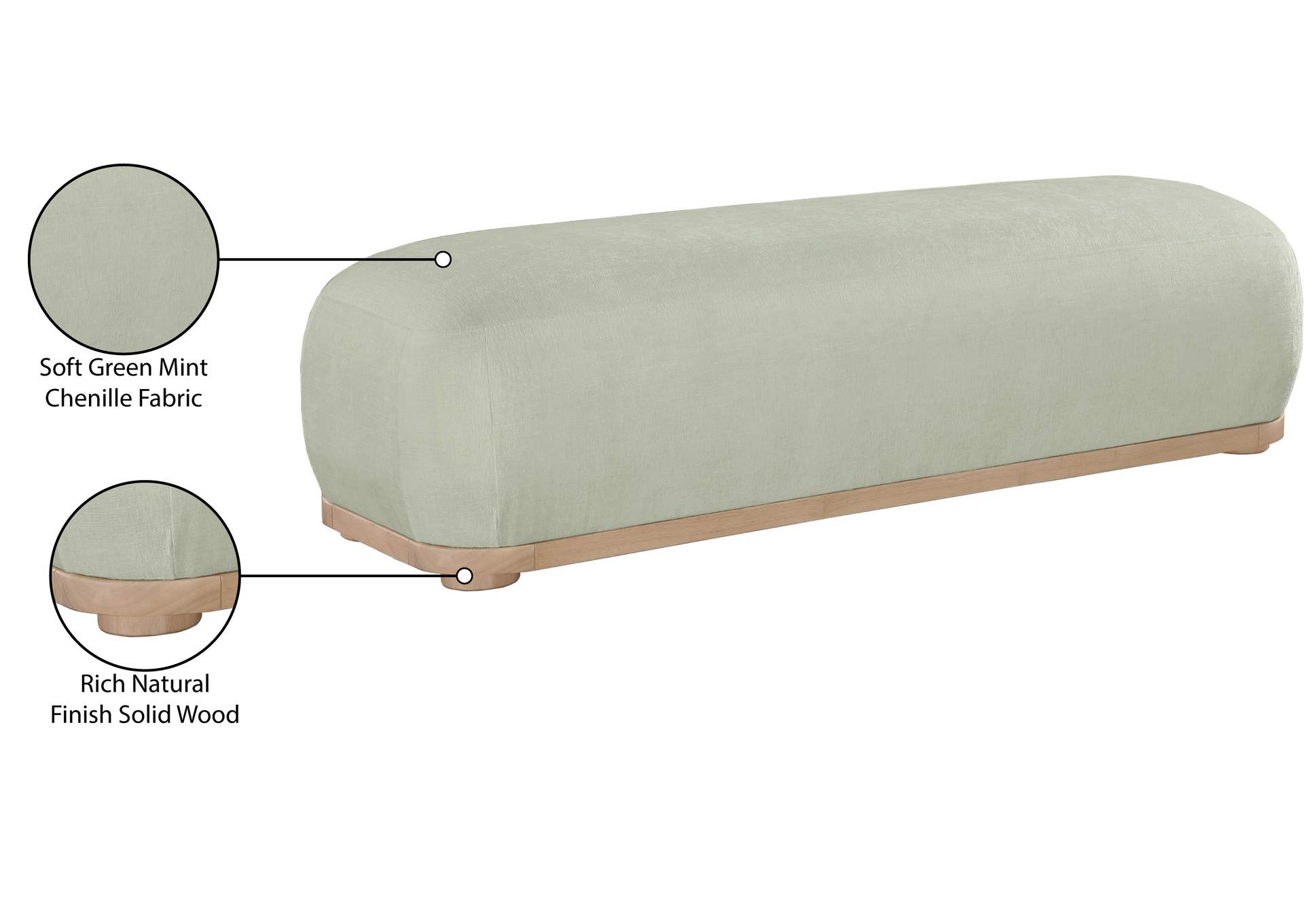 Calum Mint Chenille Fabric Bench image 9
