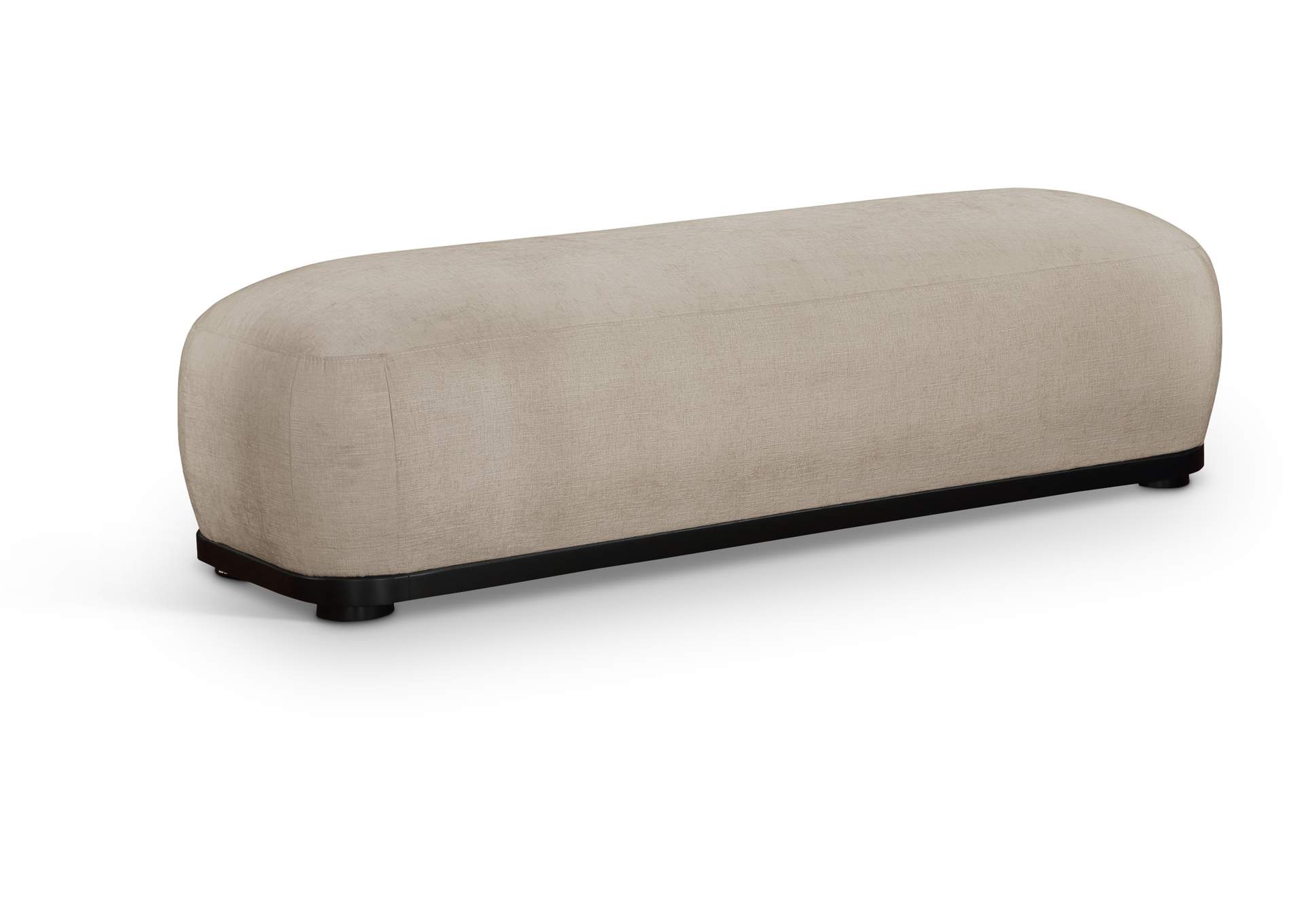 Calum Beige Chenille Fabric Bench