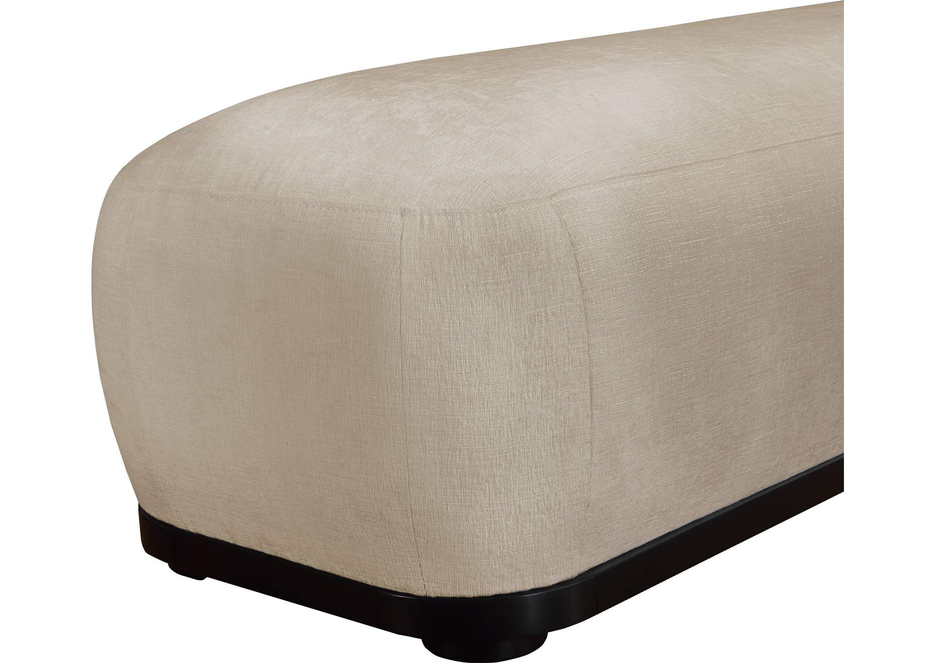 Calum Beige Chenille Fabric Bench