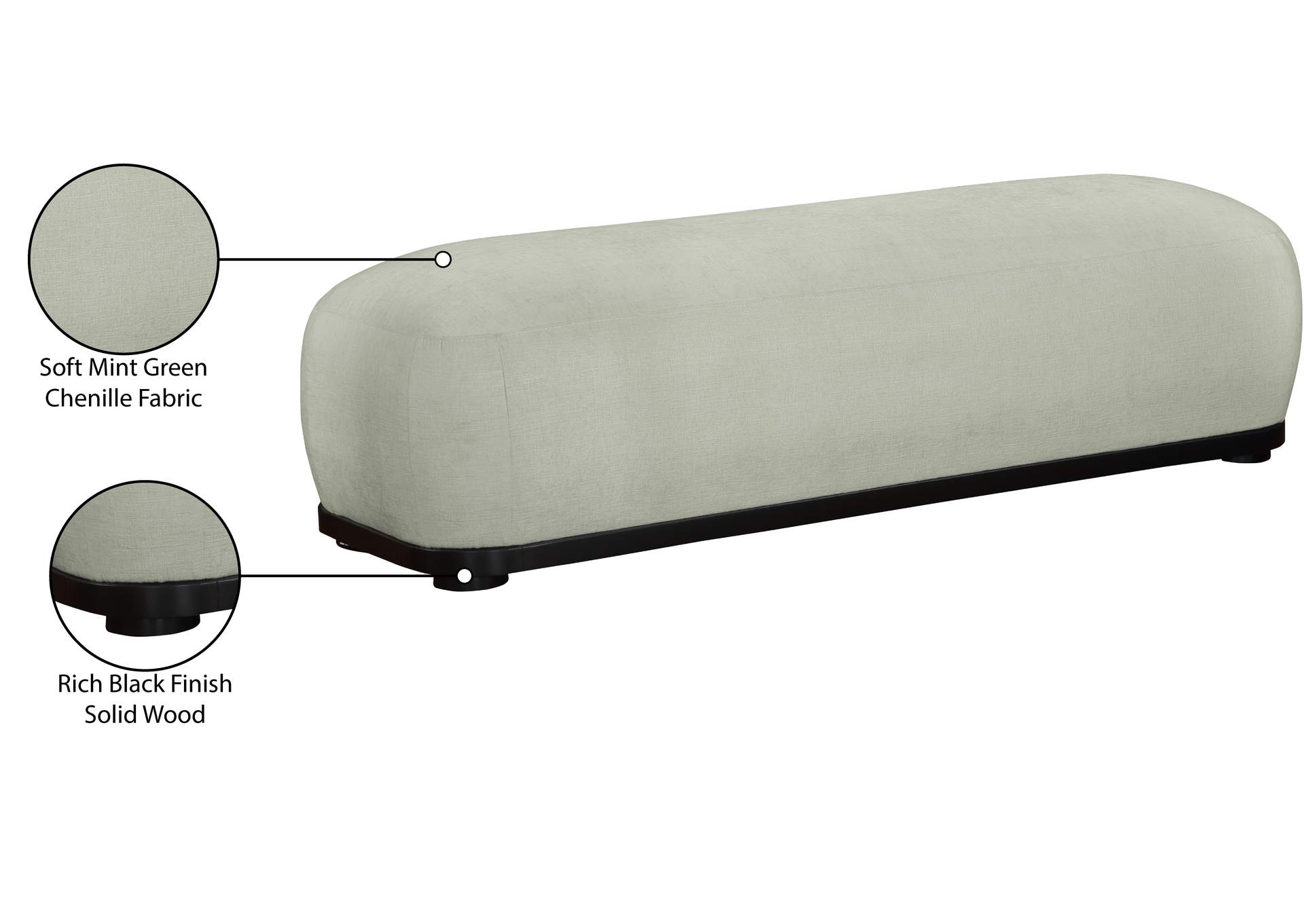 Calum Mint Chenille Fabric Bench
