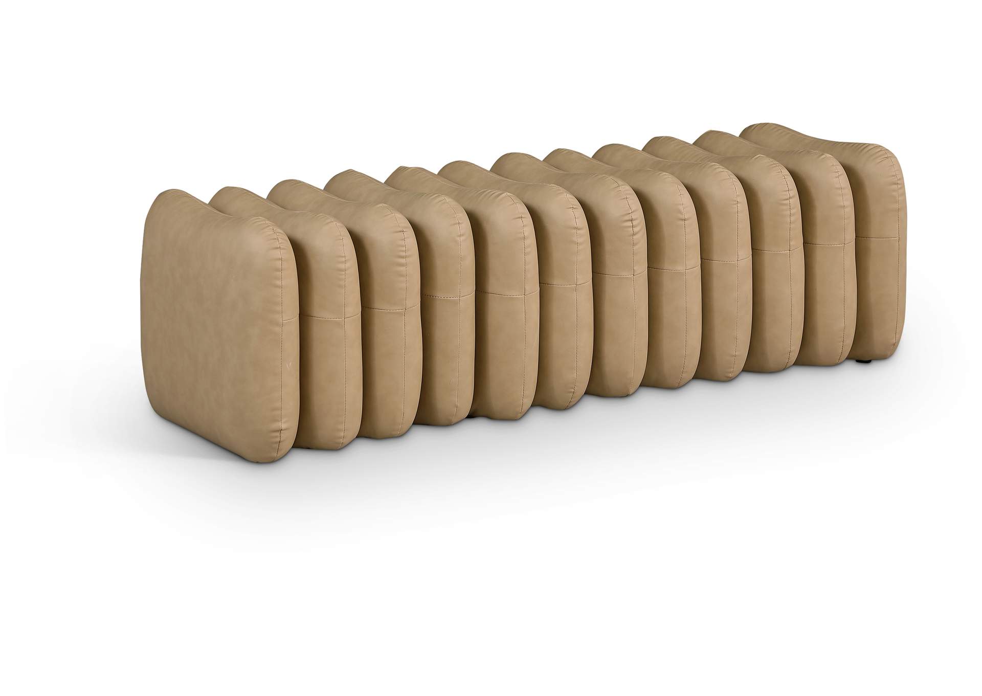 Atticus Tan Vegan Leather Bench