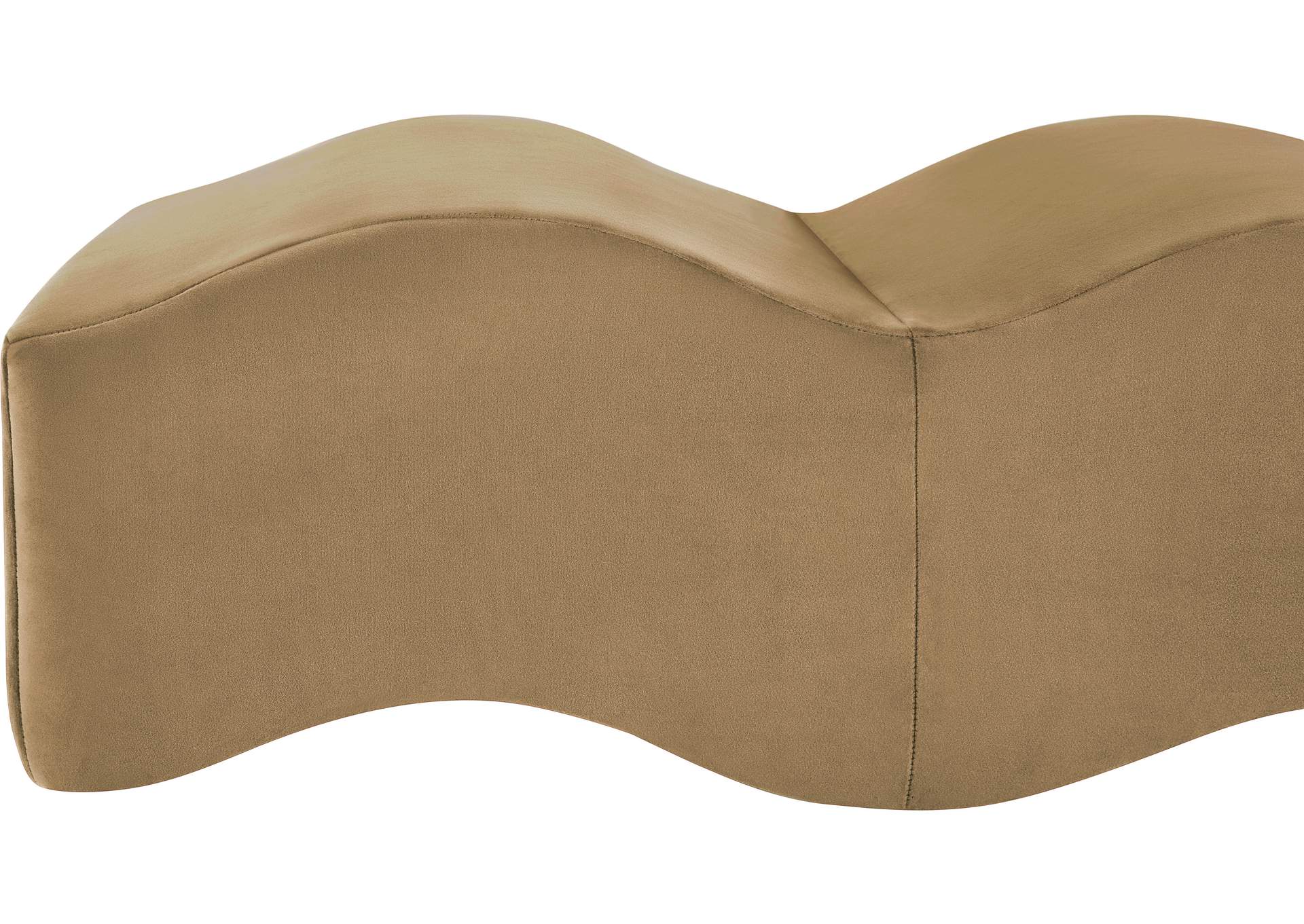 Wave Beige Velvet Bench
