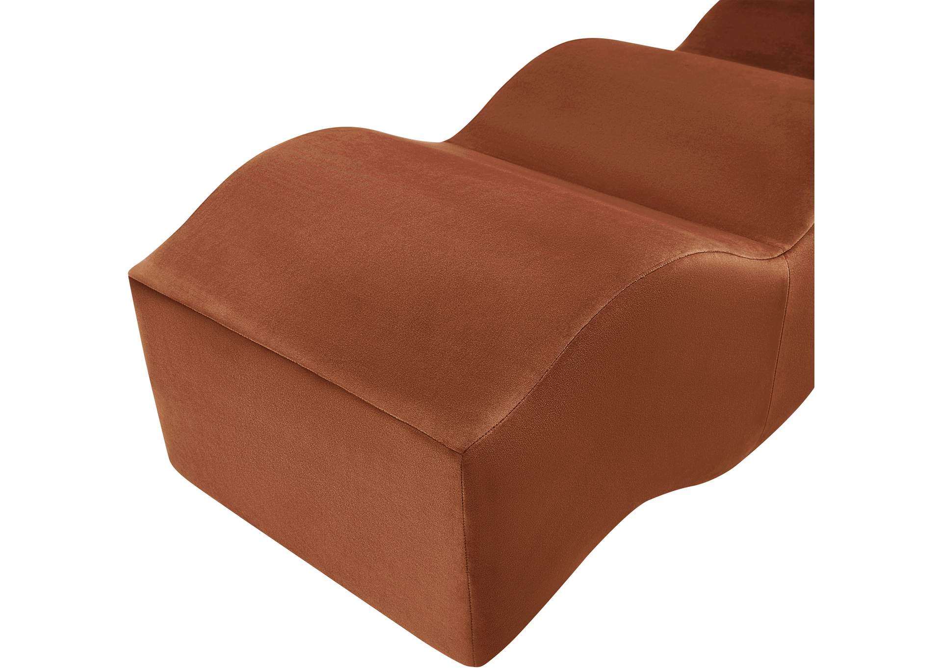Wave Cognac Velvet Bench