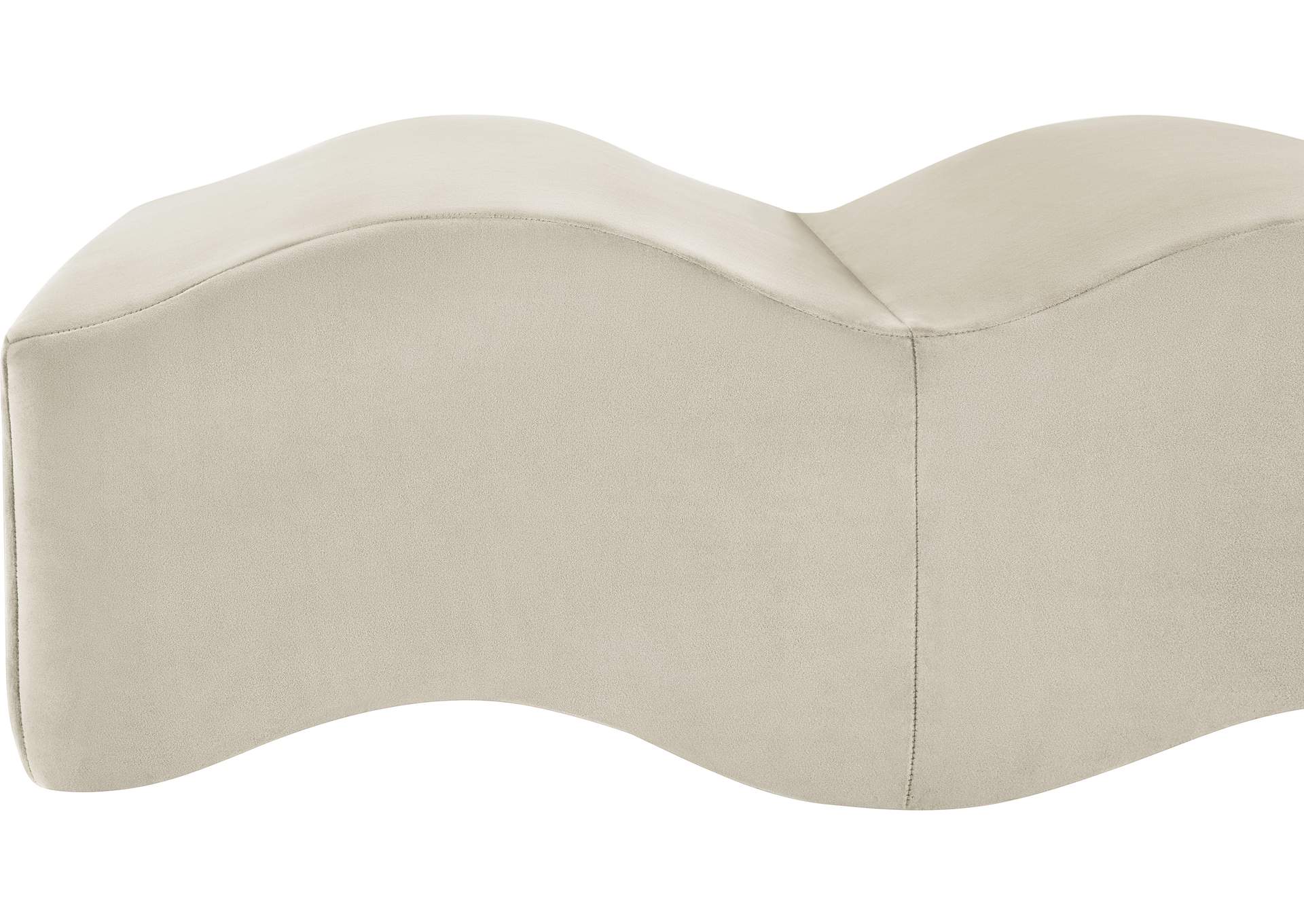 Wave Cream Velvet Bench