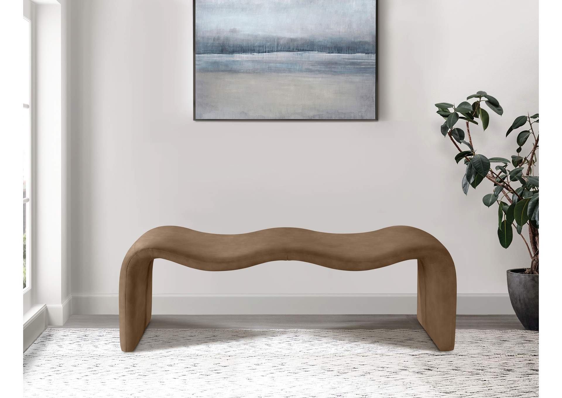 Willow Brown Vegan Leather Bench