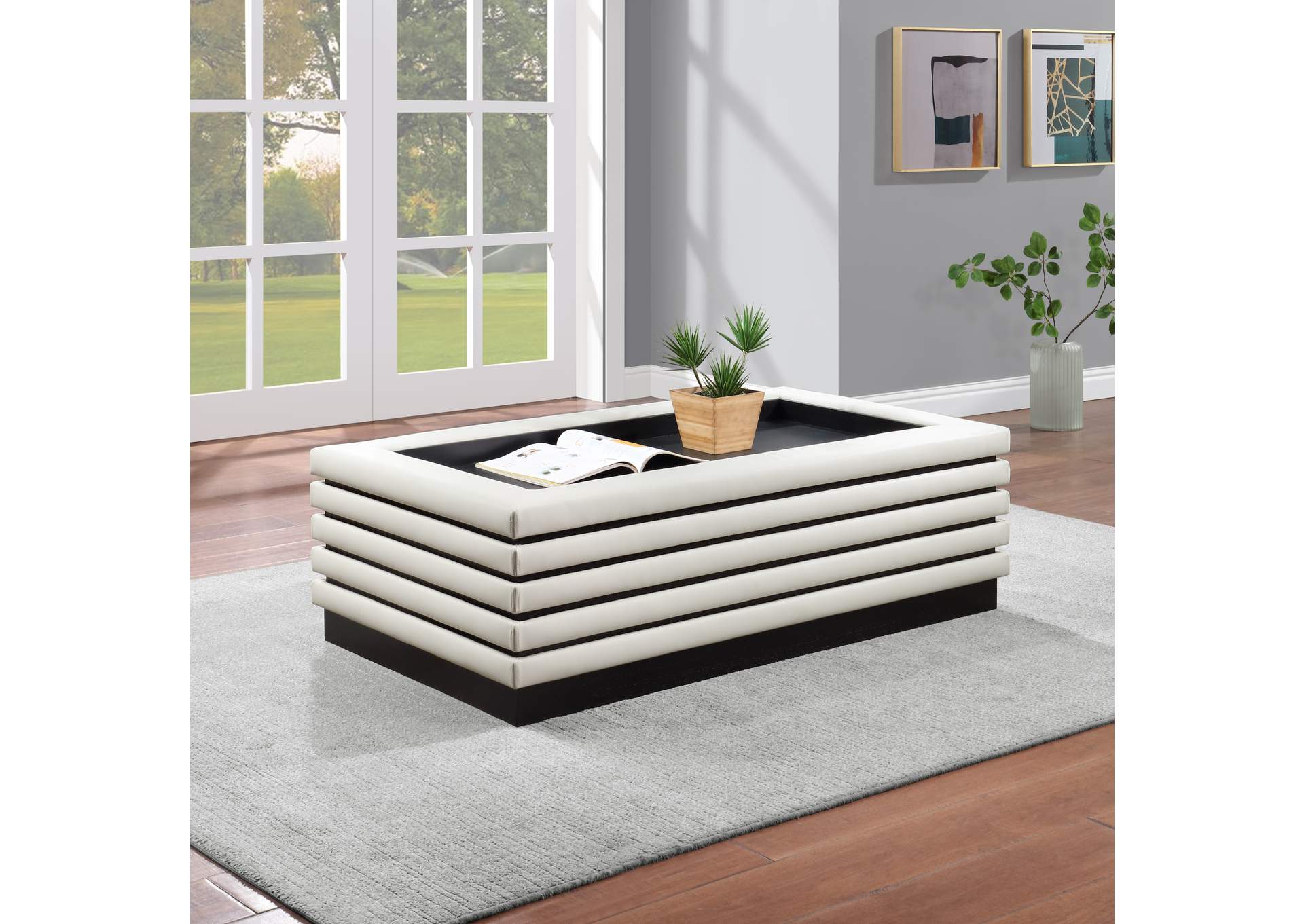 Rory Cream Vegan Leather Coffee Table