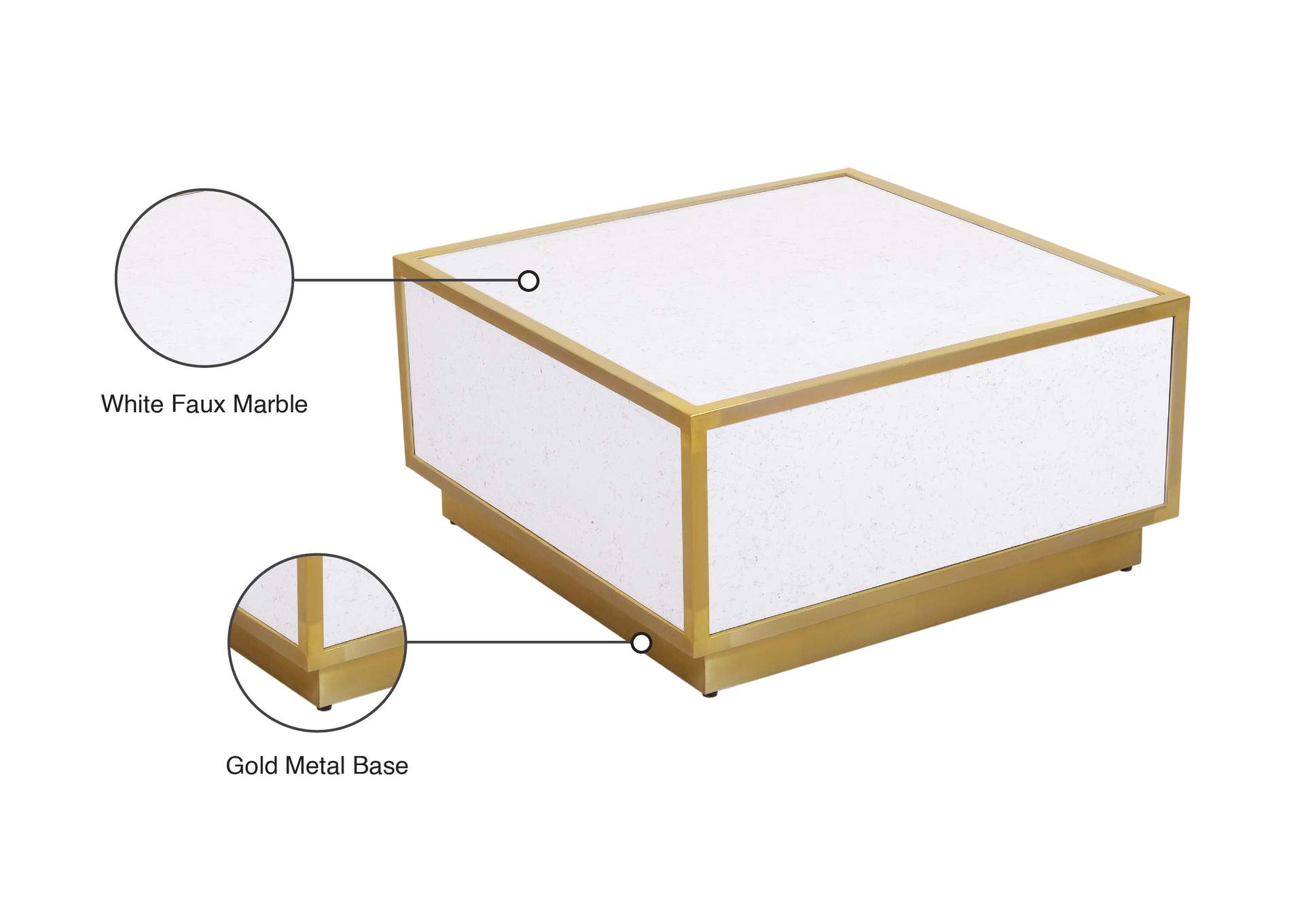 Glitz White Faux Marble Coffee Table