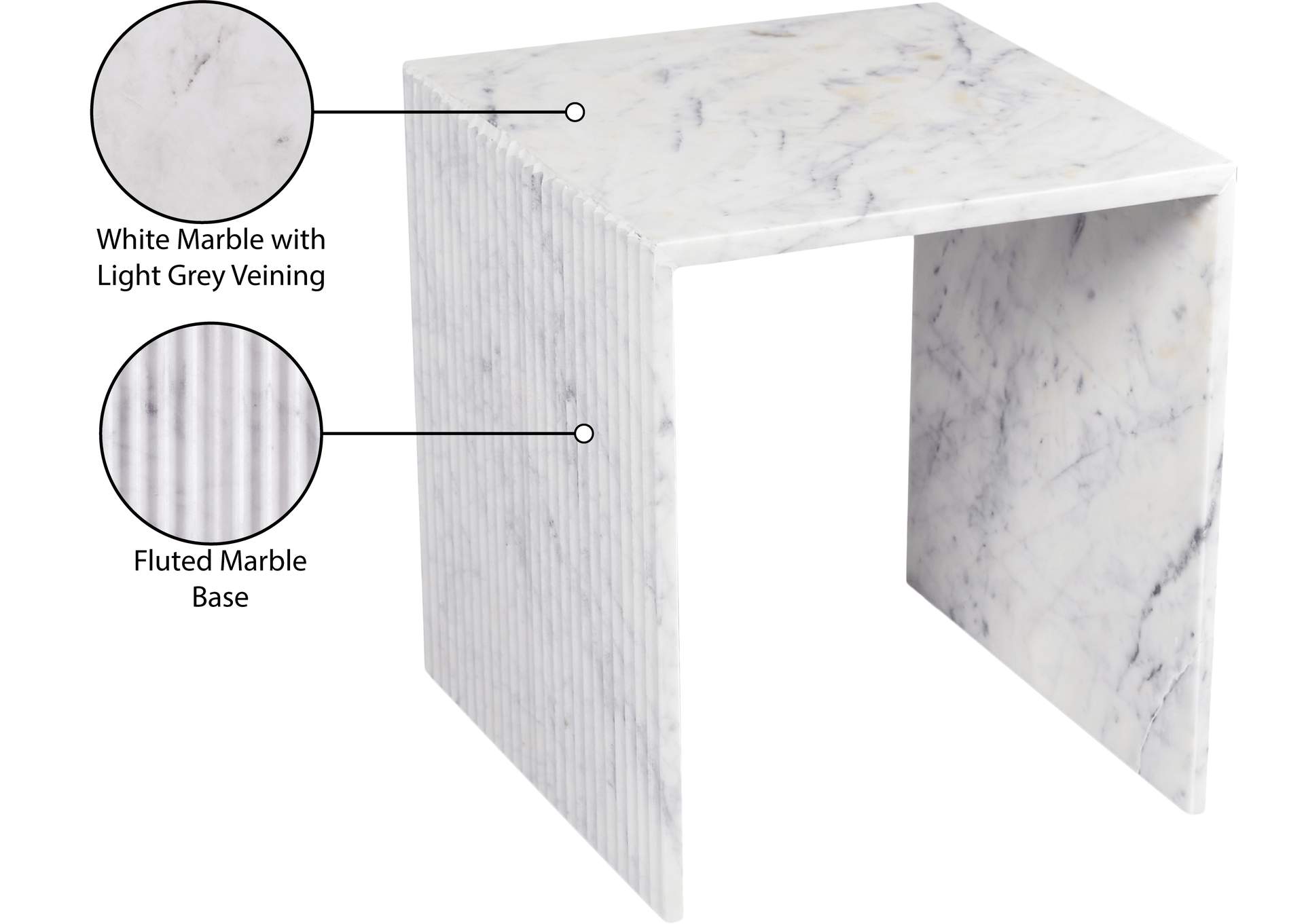 Lucca White End Table