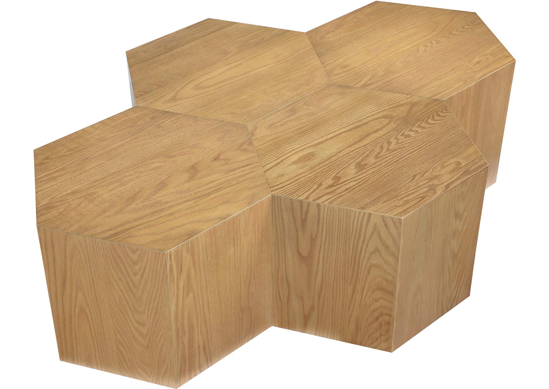 Eternal Natural Oak Wood 4 Piece Modular Coffee Table image 7