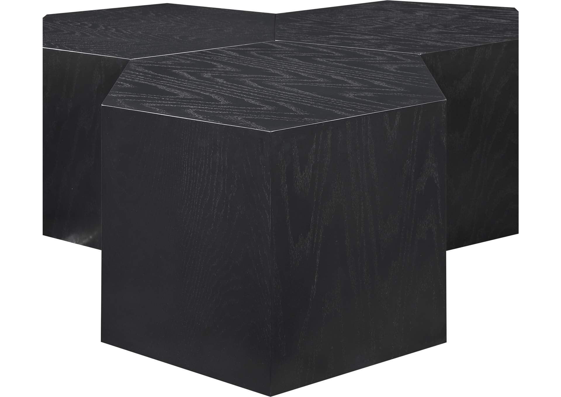 Eternal Black Oak Wood 3 Piece Modular Coffee Table image 6