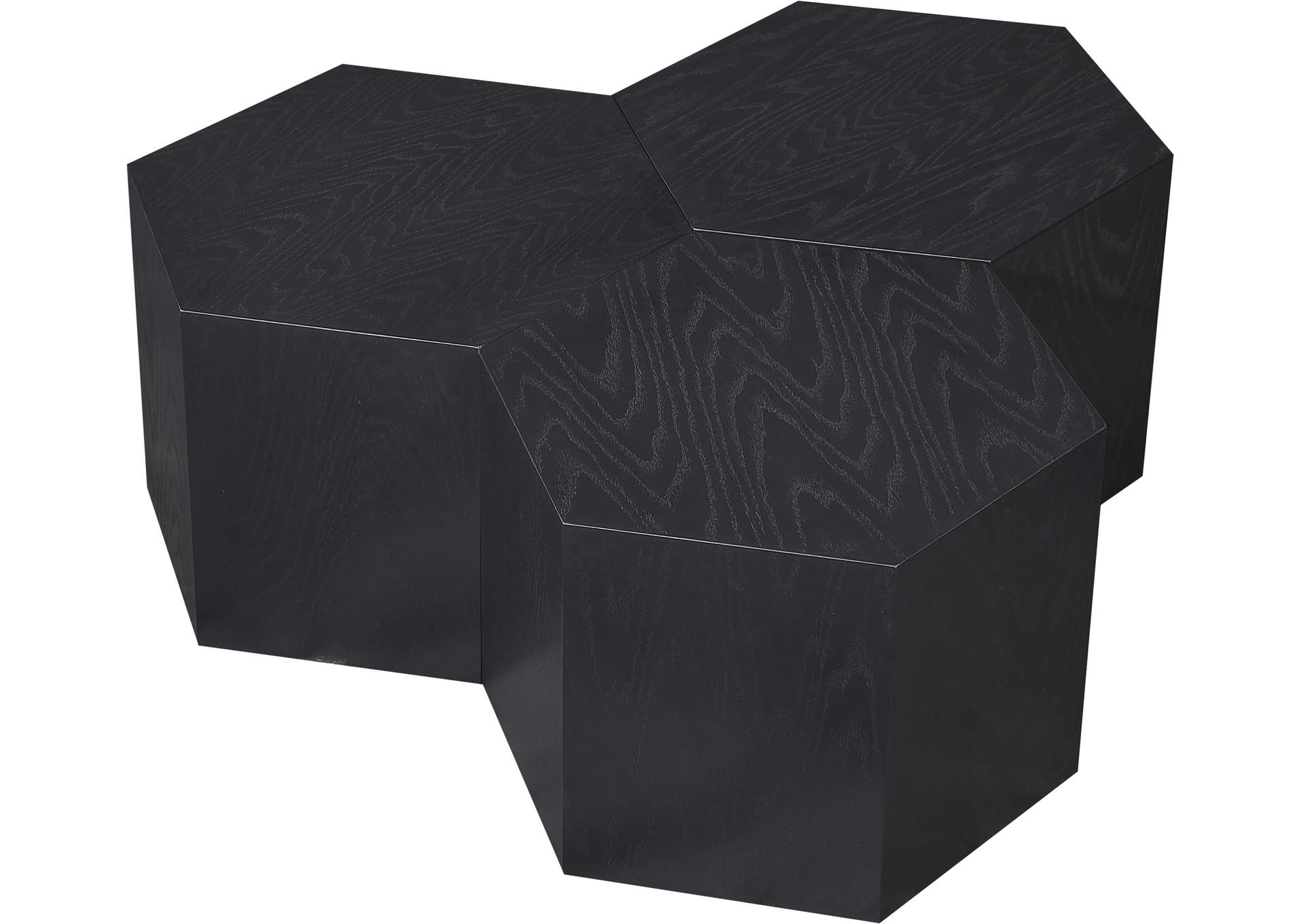 Eternal Black Oak Wood 3 Piece Modular Coffee Table image 8