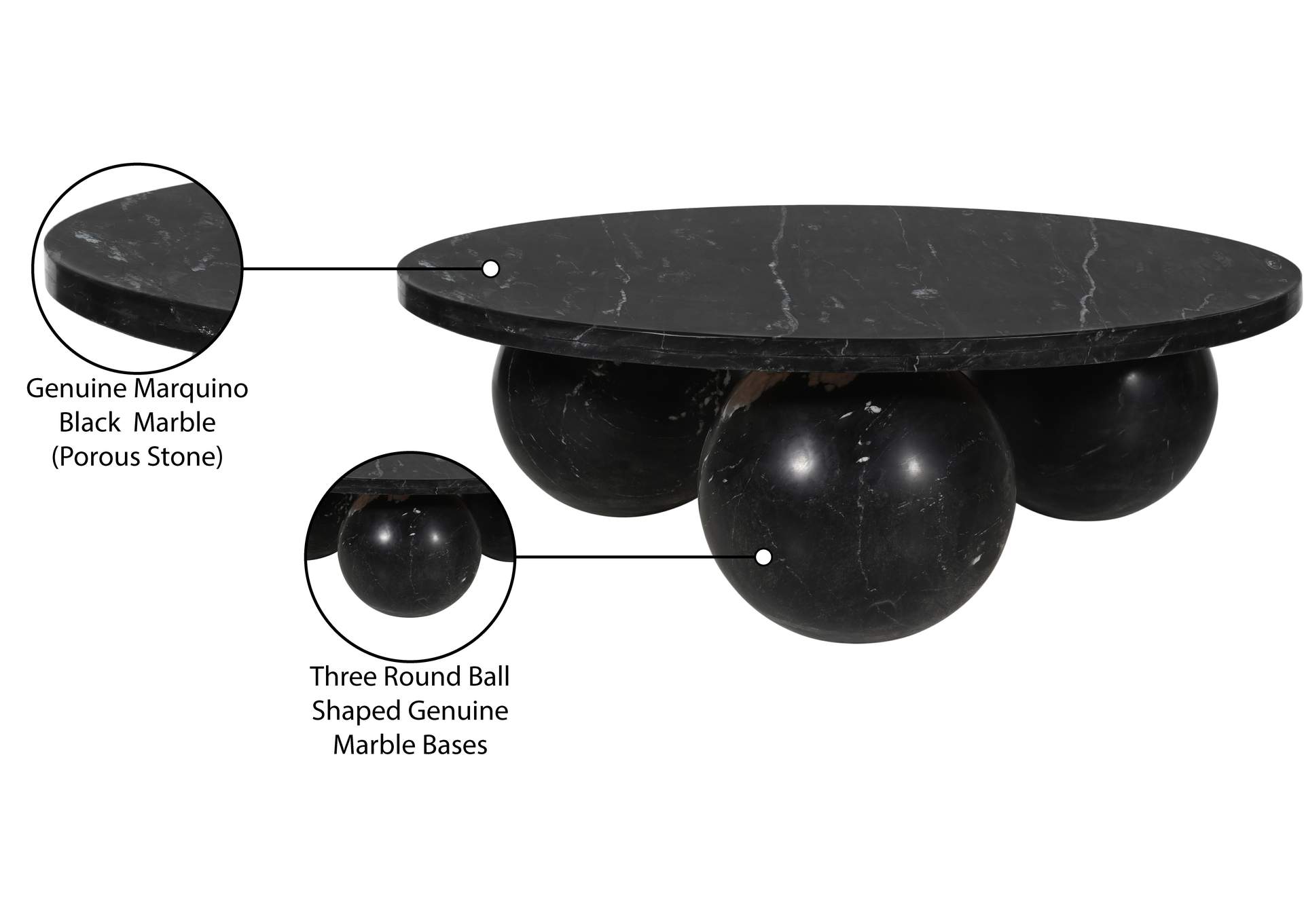 Spherical Black Coffee Table (4 Boxes)