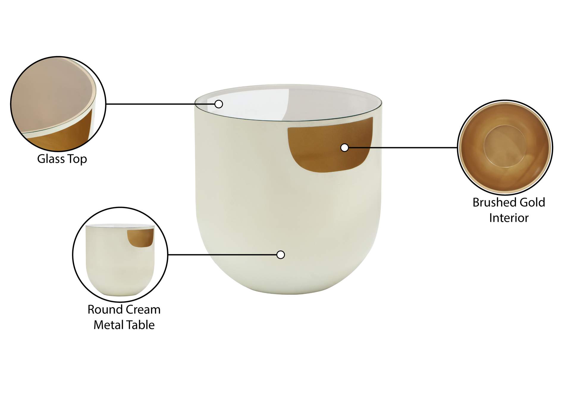 Doma Cream - Gold End Table