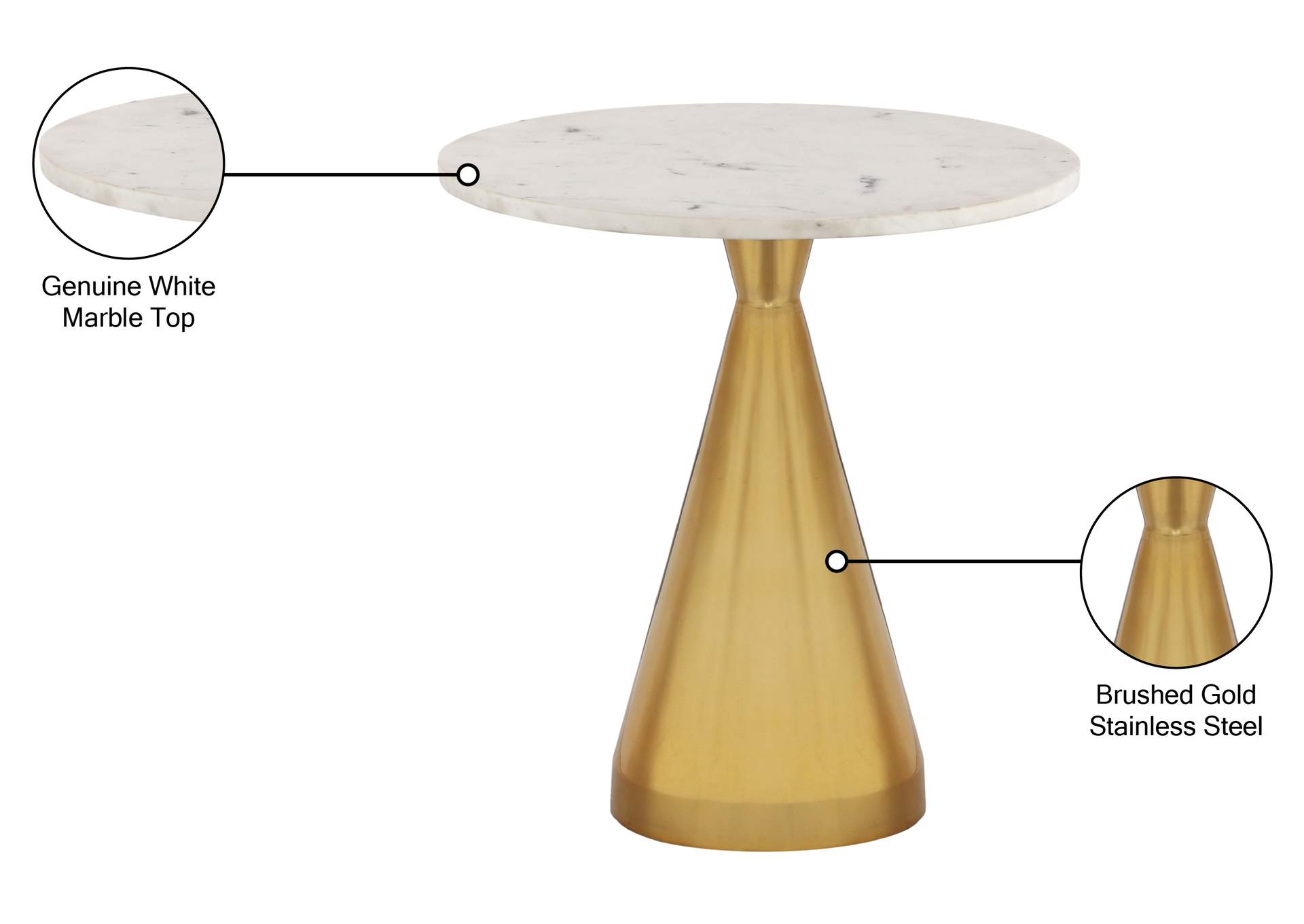 Emery White Marble End Table