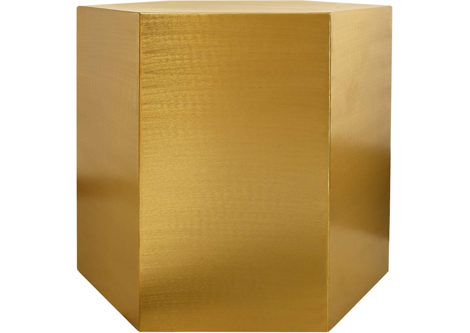 Hexagon Brushed Gold End Table