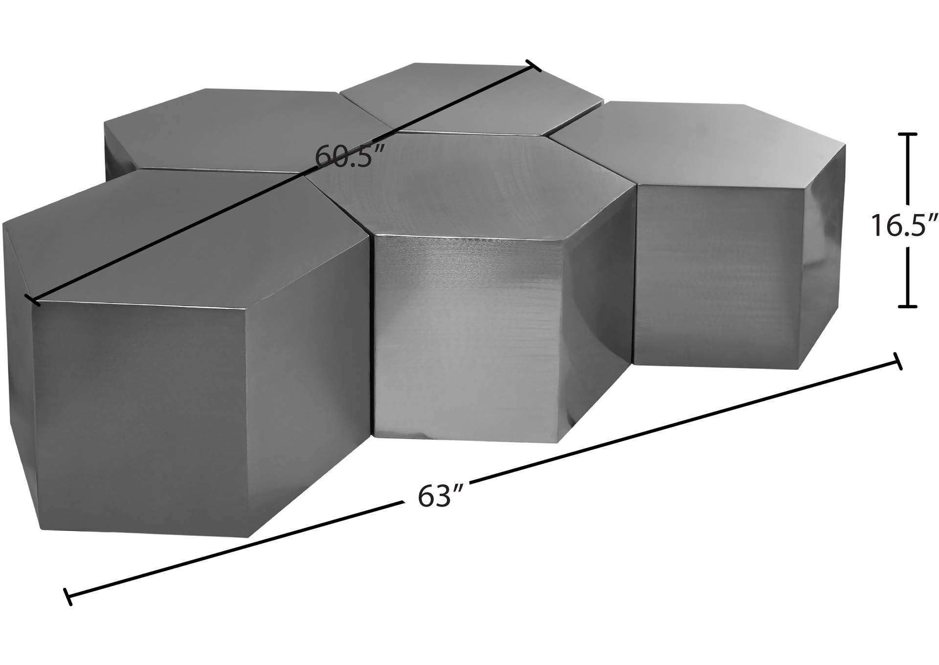 Hexagon Brushed Chrome Coffee Table