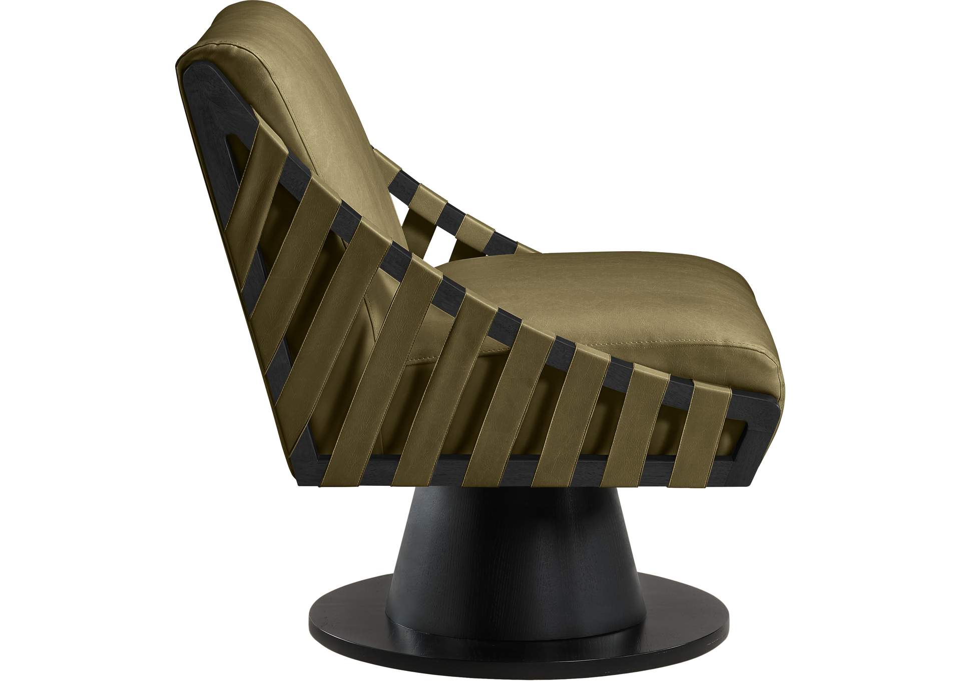 Millwin Olive Vegan Leather Swivel Accent Chair