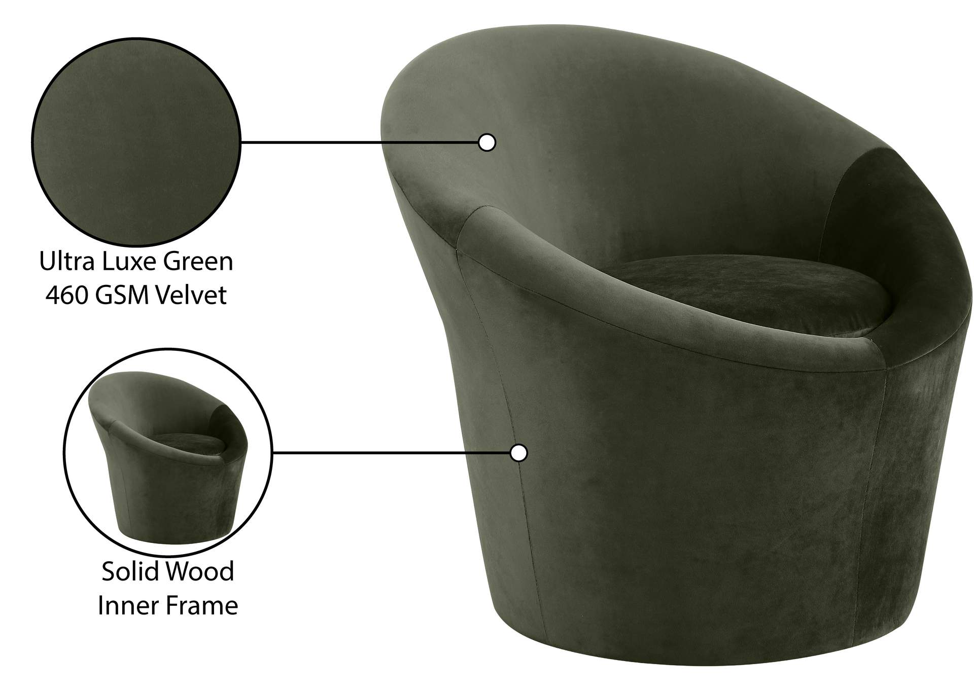 Tristan Green Velvet Accent Chair