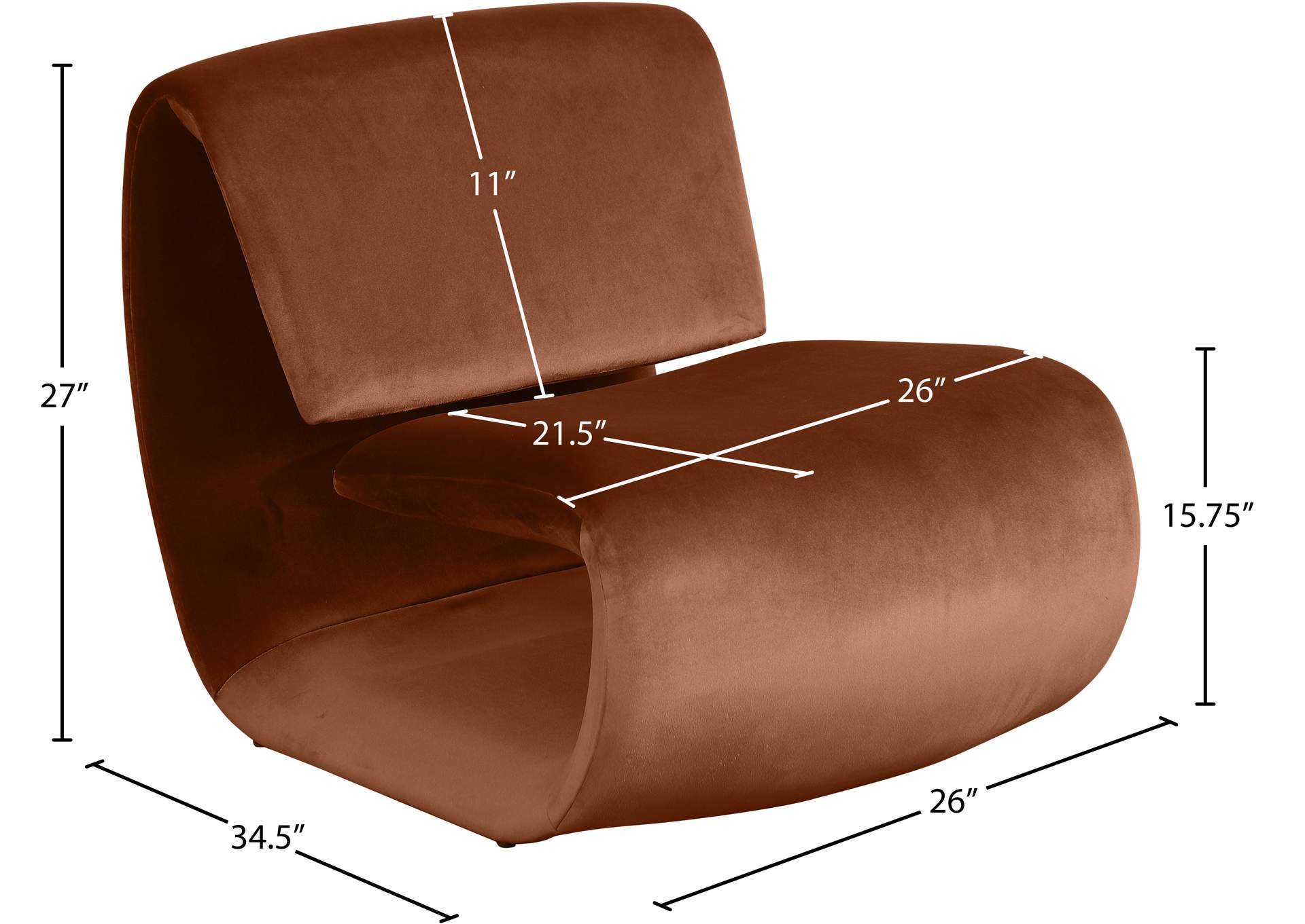 Nouveau Cognac Velvet Accent Chair