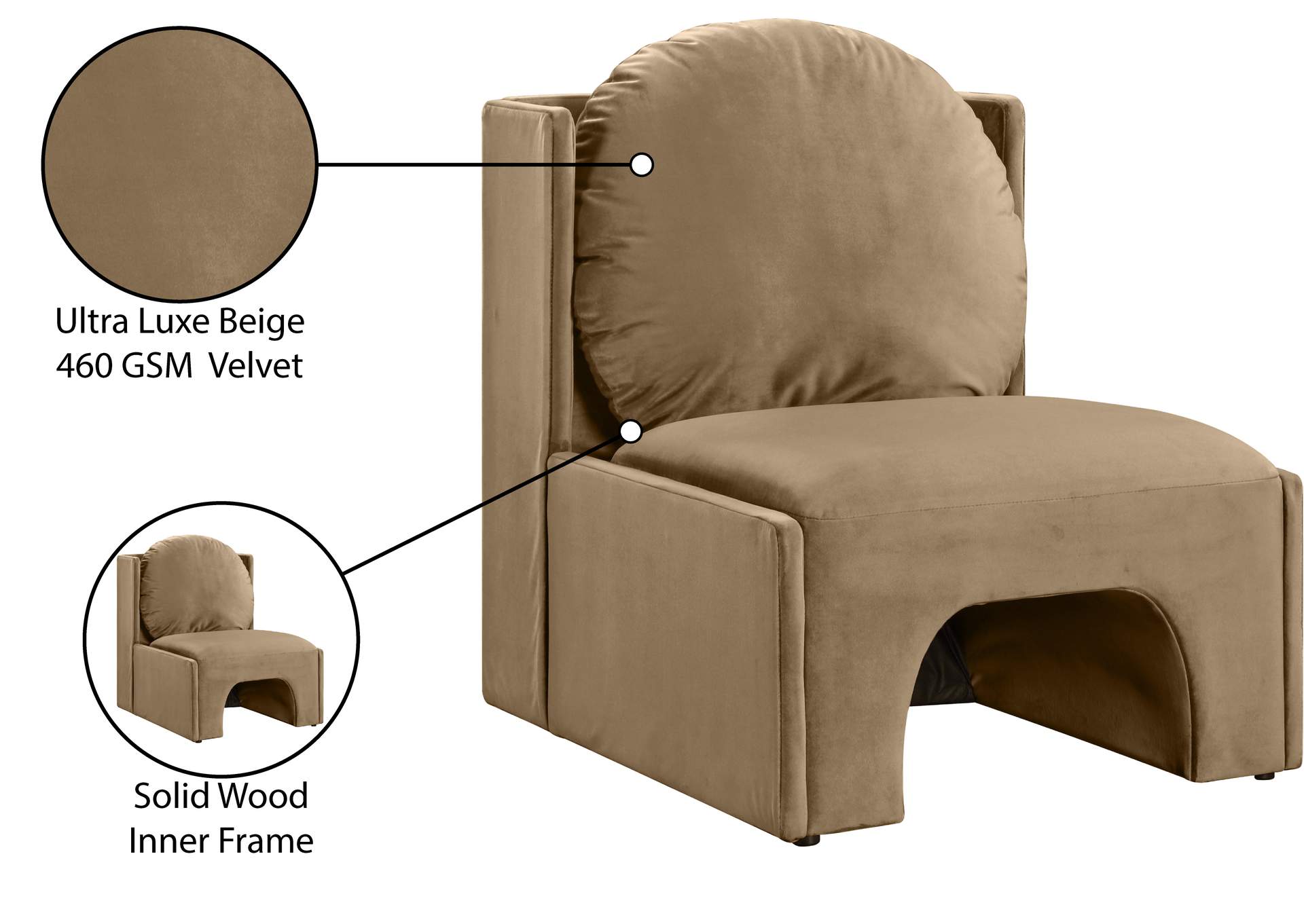 Sigma Beige Velvet Accent Chair