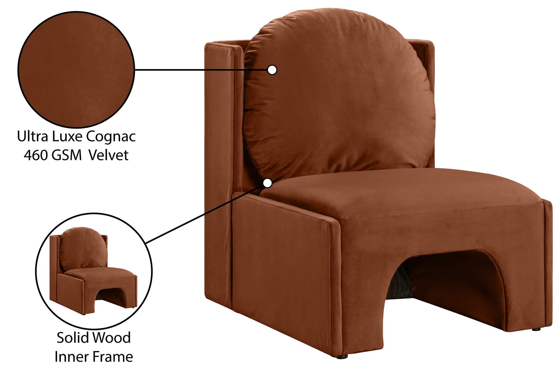 Sigma Cognac Velvet Accent Chair