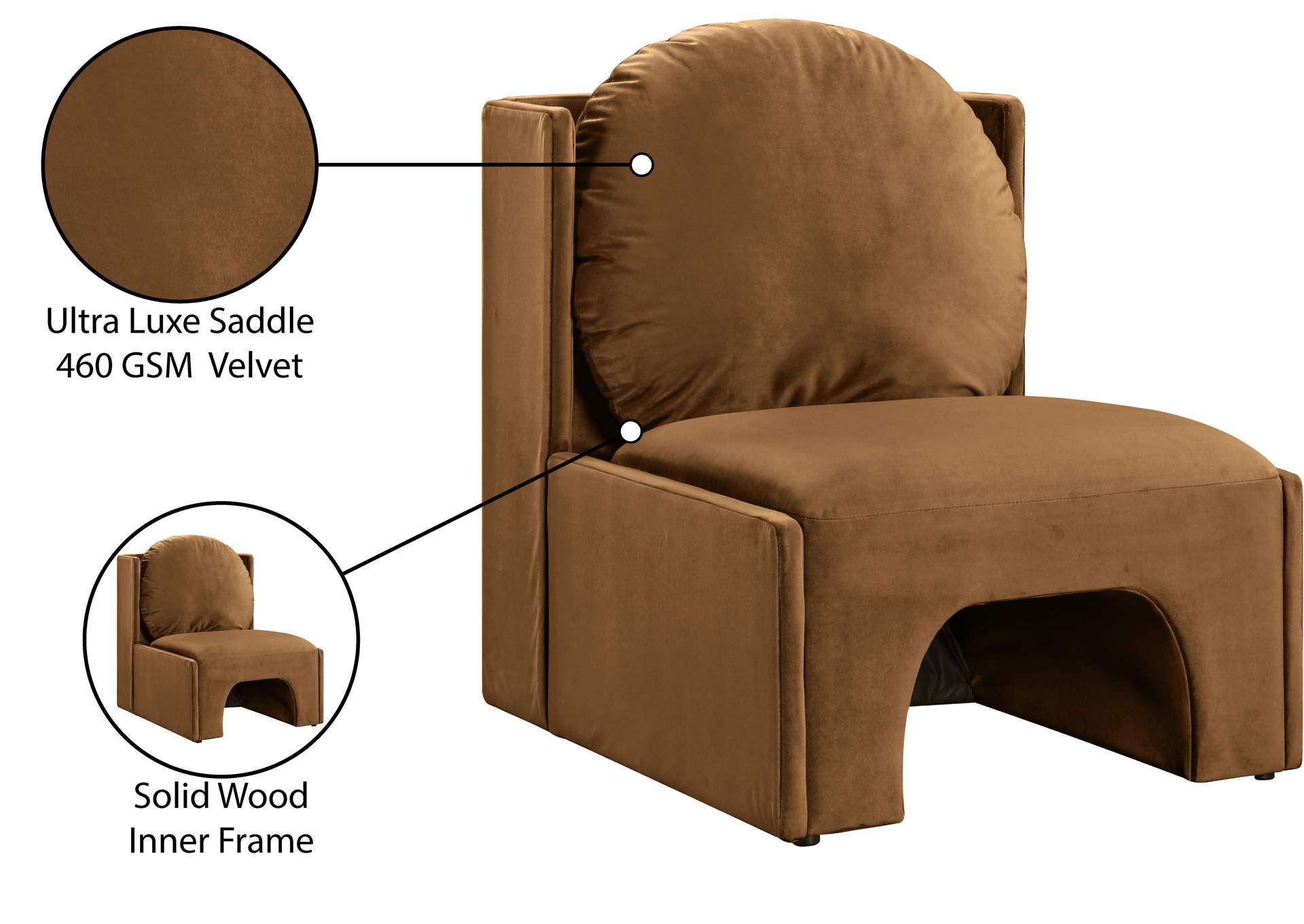 Sigma Saddle Velvet Accent Chair