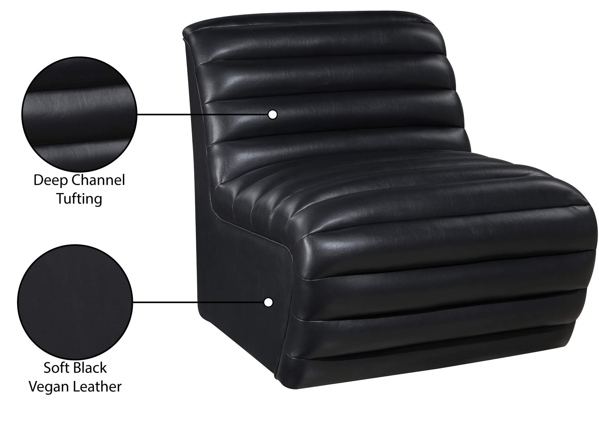 Vega Black Vegan Leather Accent Chair image 10