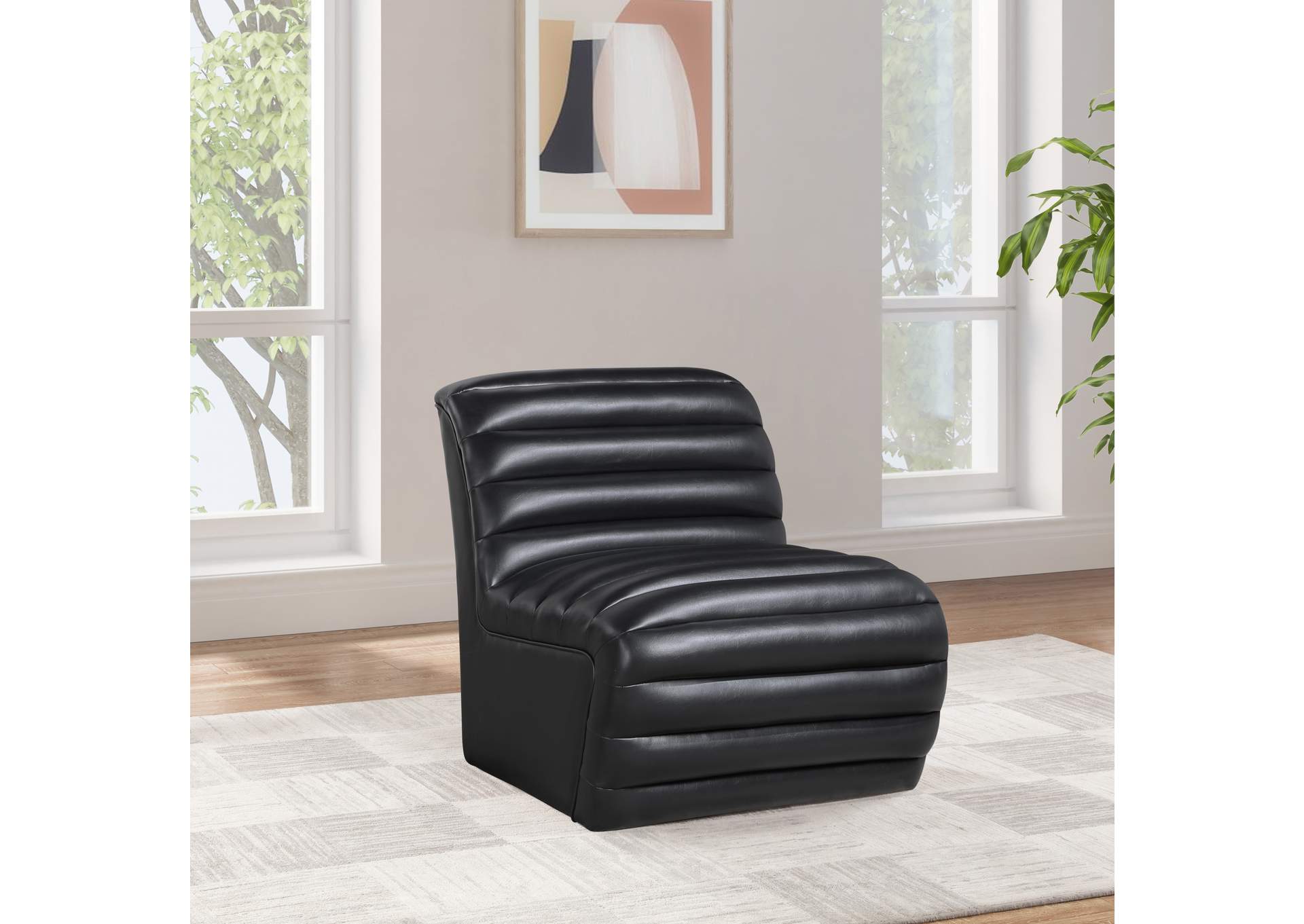 Vega Black Vegan Leather Accent Chair image 3