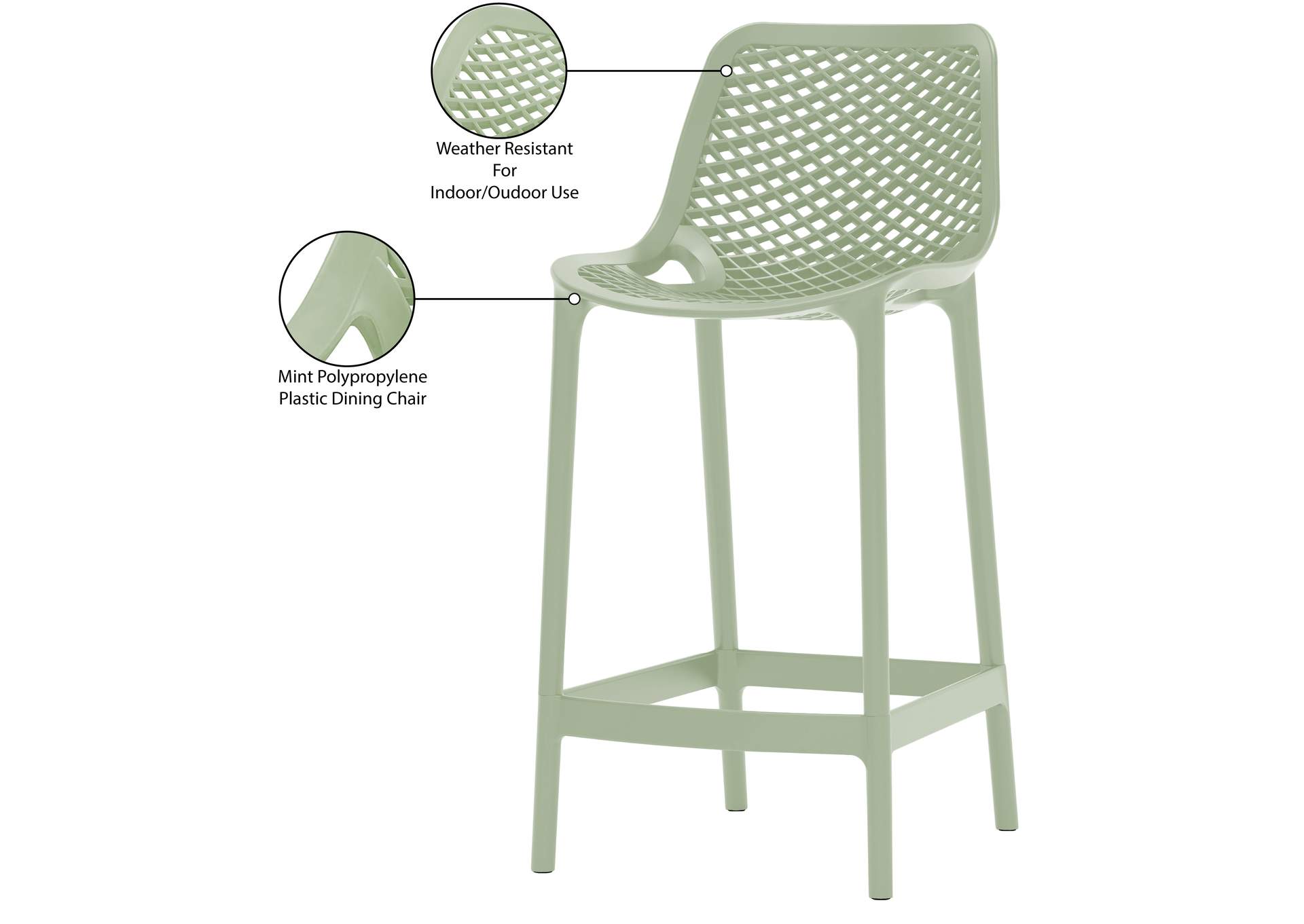 Mykonos Mint Outdoor Patio Stool