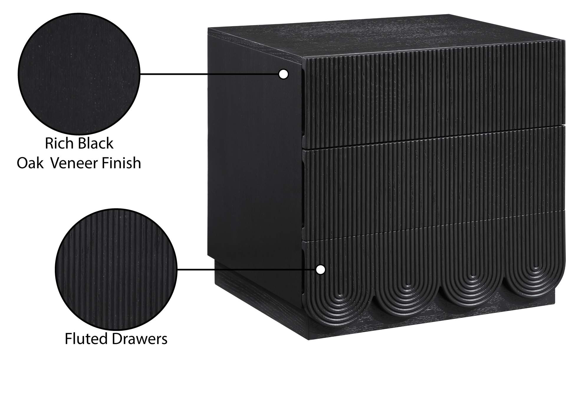 Scallop Black Night Stand image 10